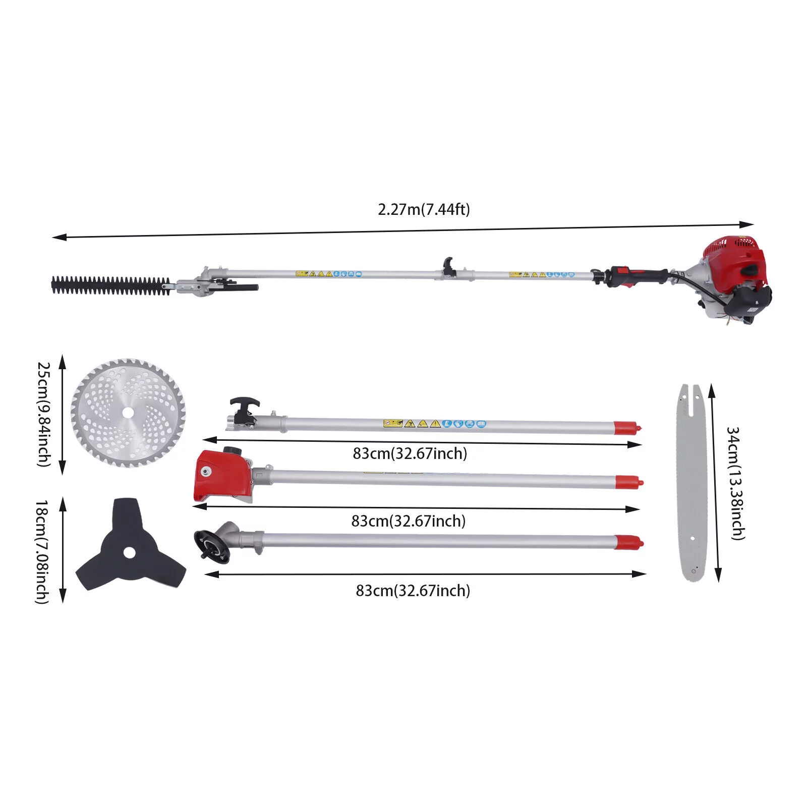 51.7CC 4 in 1 Gas Hedge Trimmer,2-Stroke Weed Eater Pruner Chainsaw Brush Cutter Garden Tool System Multifunction Garden Tall Branch Pruning