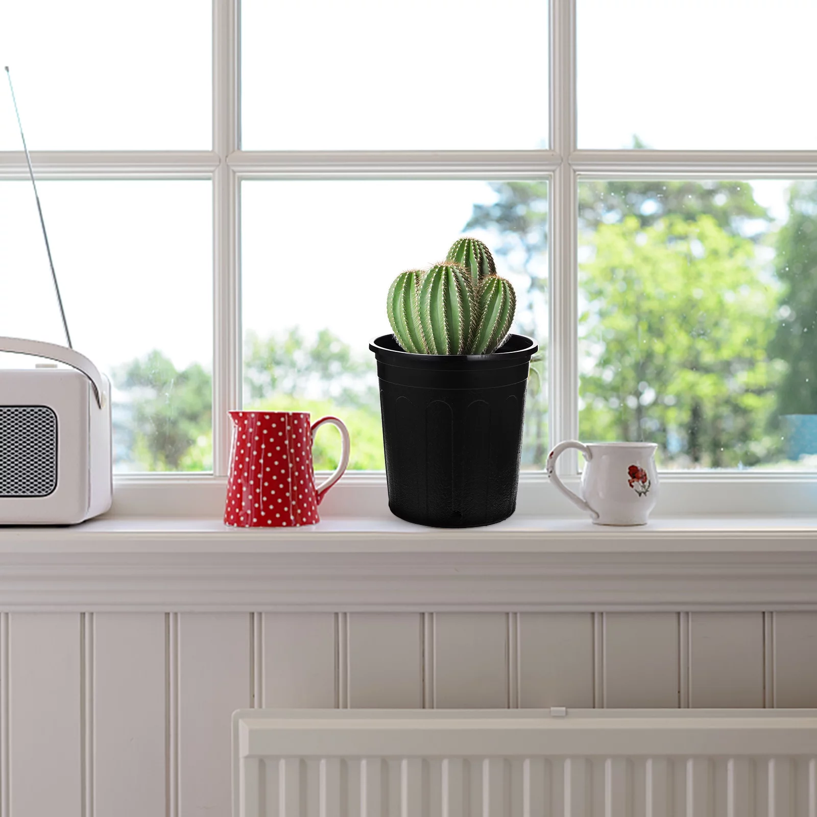 Gongxipen 10pcs Simple Gallon Pot Flower Planter Garden Plastic Plant Nursery Pot (Black)