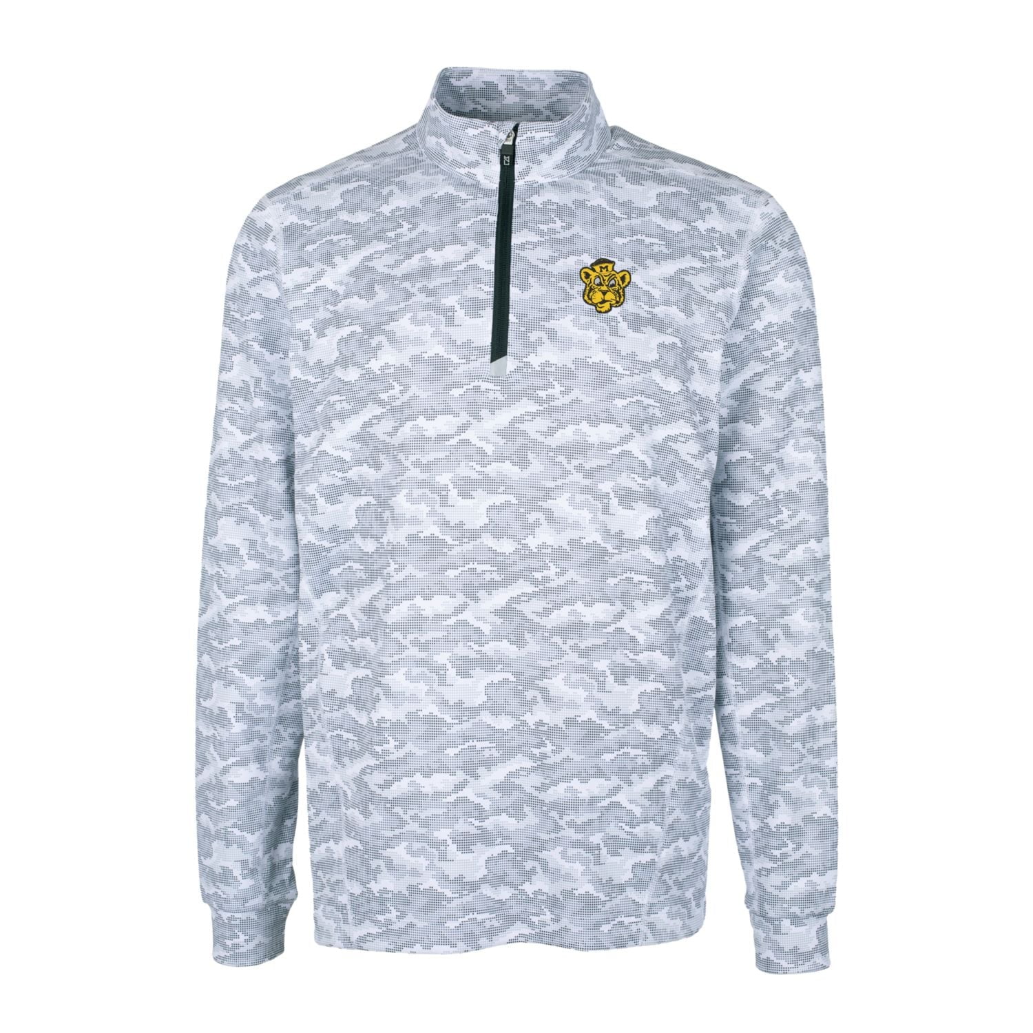 Men's Cutter & Buck Charcoal Missouri Tigers Vault Traverse Camo Print Stretch Quarter-Zip Pullover Top