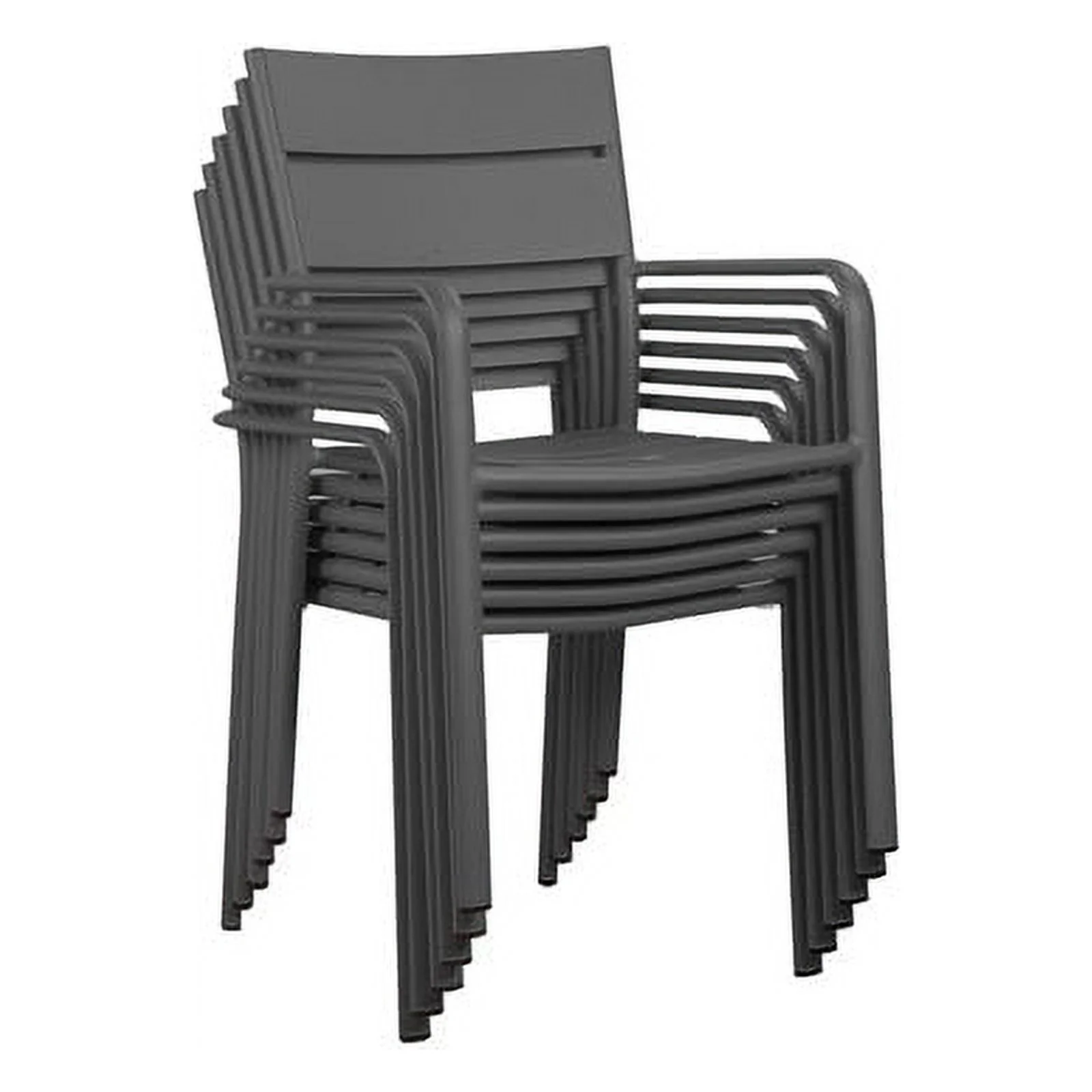 Pangea Home Miami 7-piece Modern Aluminum Frame Patio Dining Set in Gray