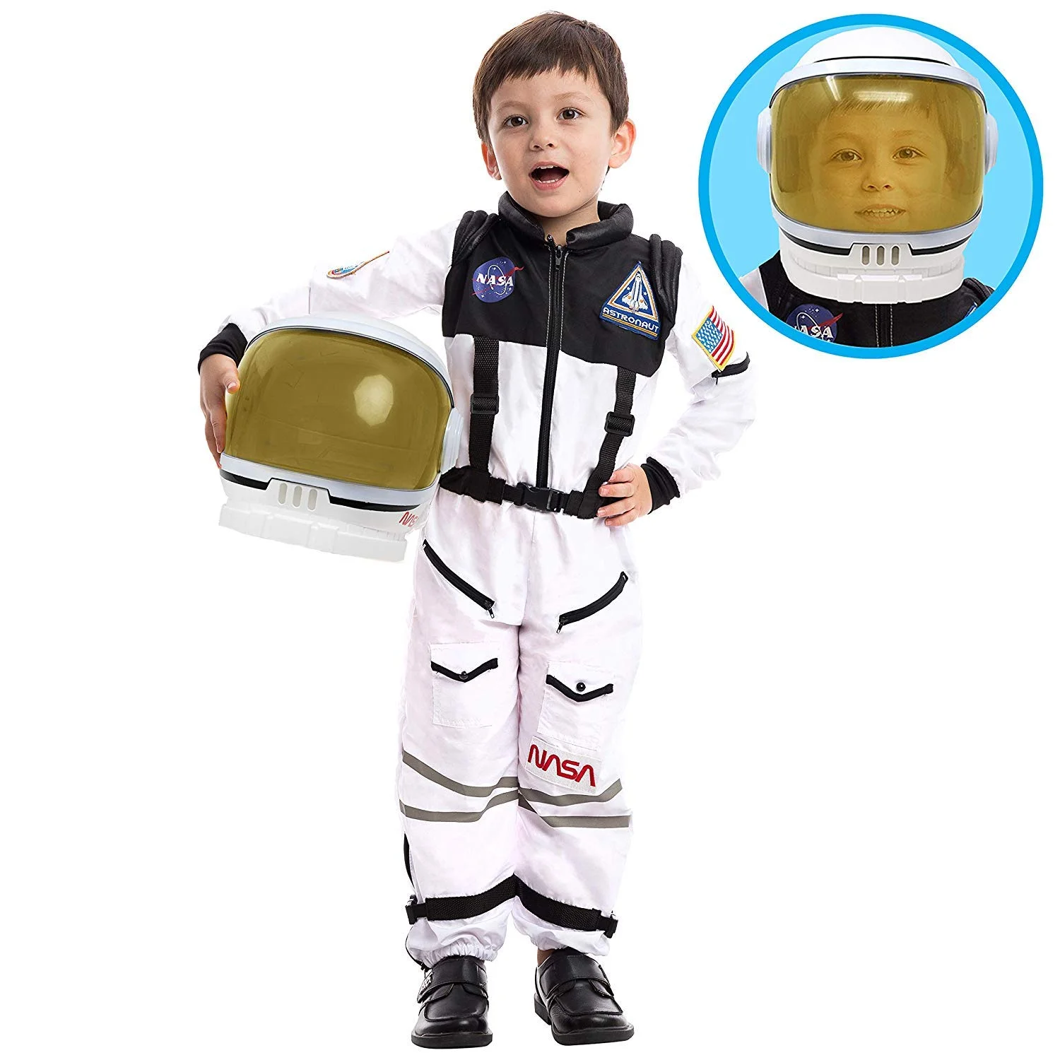 Syncfun Astronaut Costume with Helmet for Kids Toddler Boys Halloween Dress Up Party and Roly Play Cosplay 3-14 Years