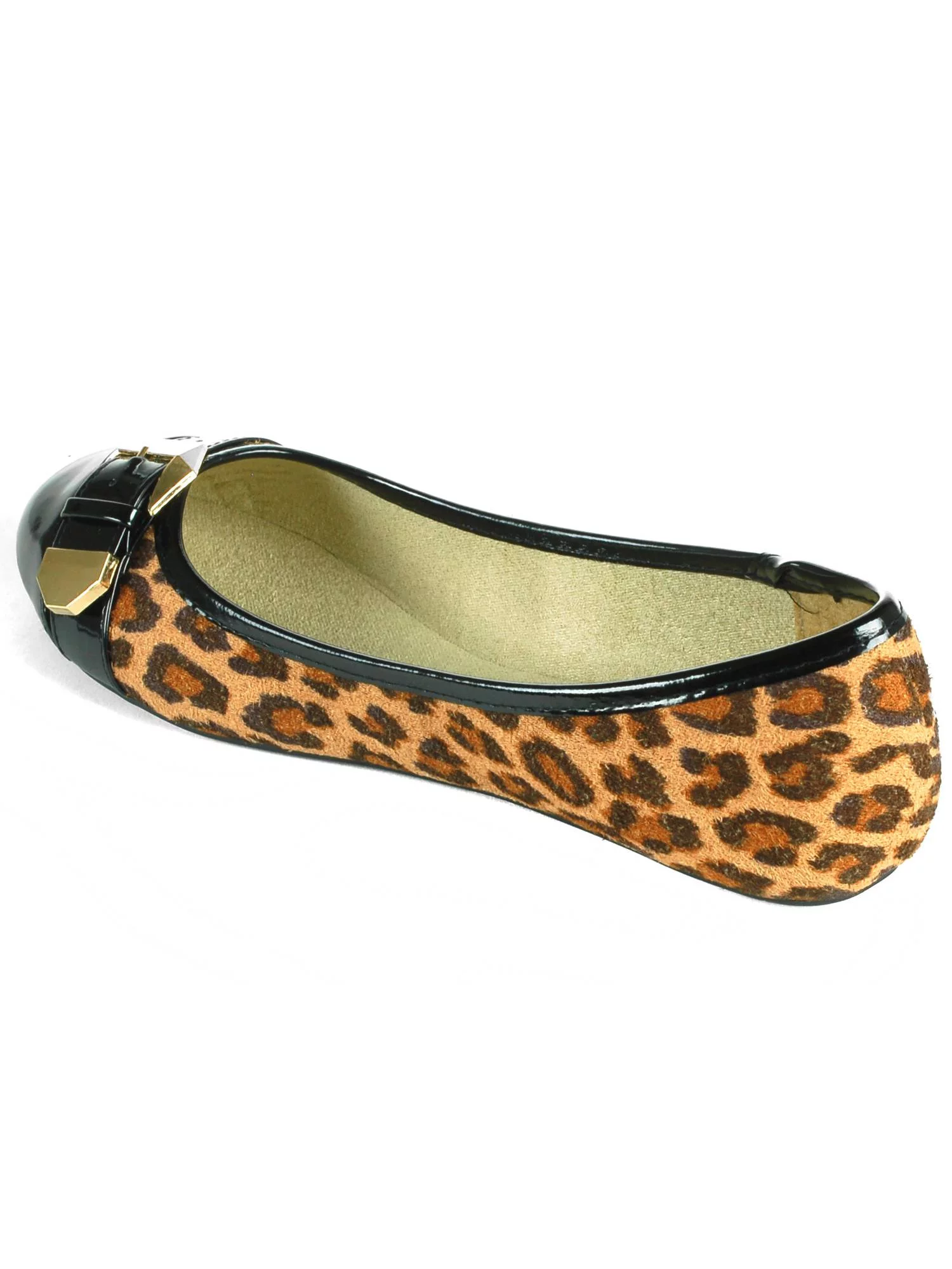 Alpine Swiss Daphne Womens Cheetah Ballet Flats Faux Patent Leather Buckle Shoes