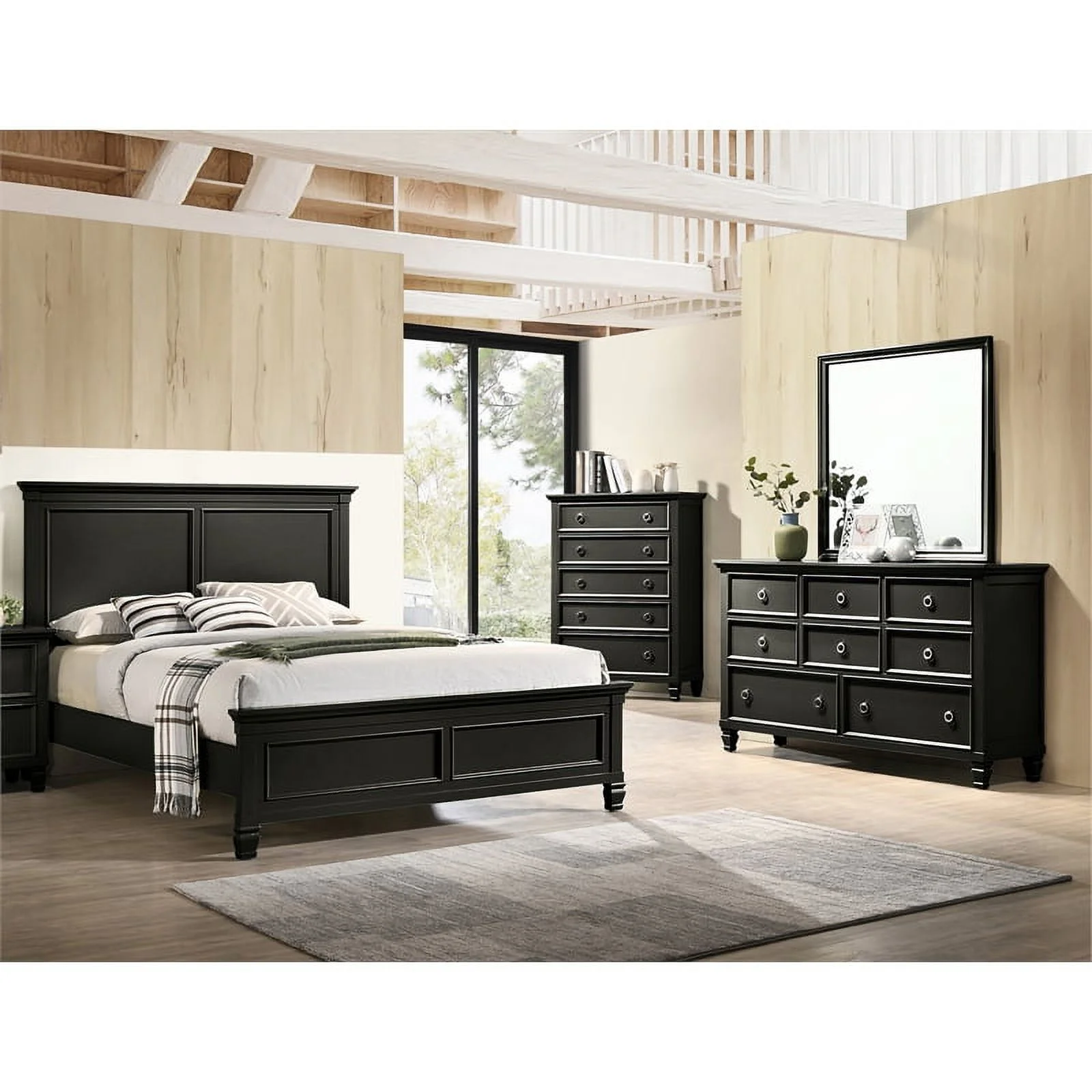 New Classic Tamarack 4-Piece Wood Cal King Bedroom Set with Chest in Black