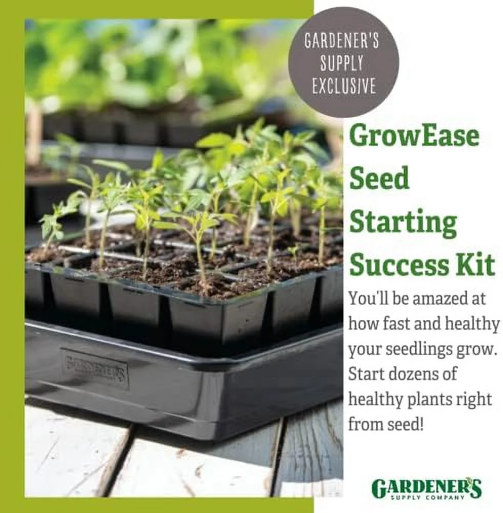 Growease Self Watering Seed Starting Kit, 24- Cell Seed, Holds 3 Qts Of Seed Starting Mix - Capillary Mat, Cover And Water Reservoir Included, 100% Recycled Plastic
