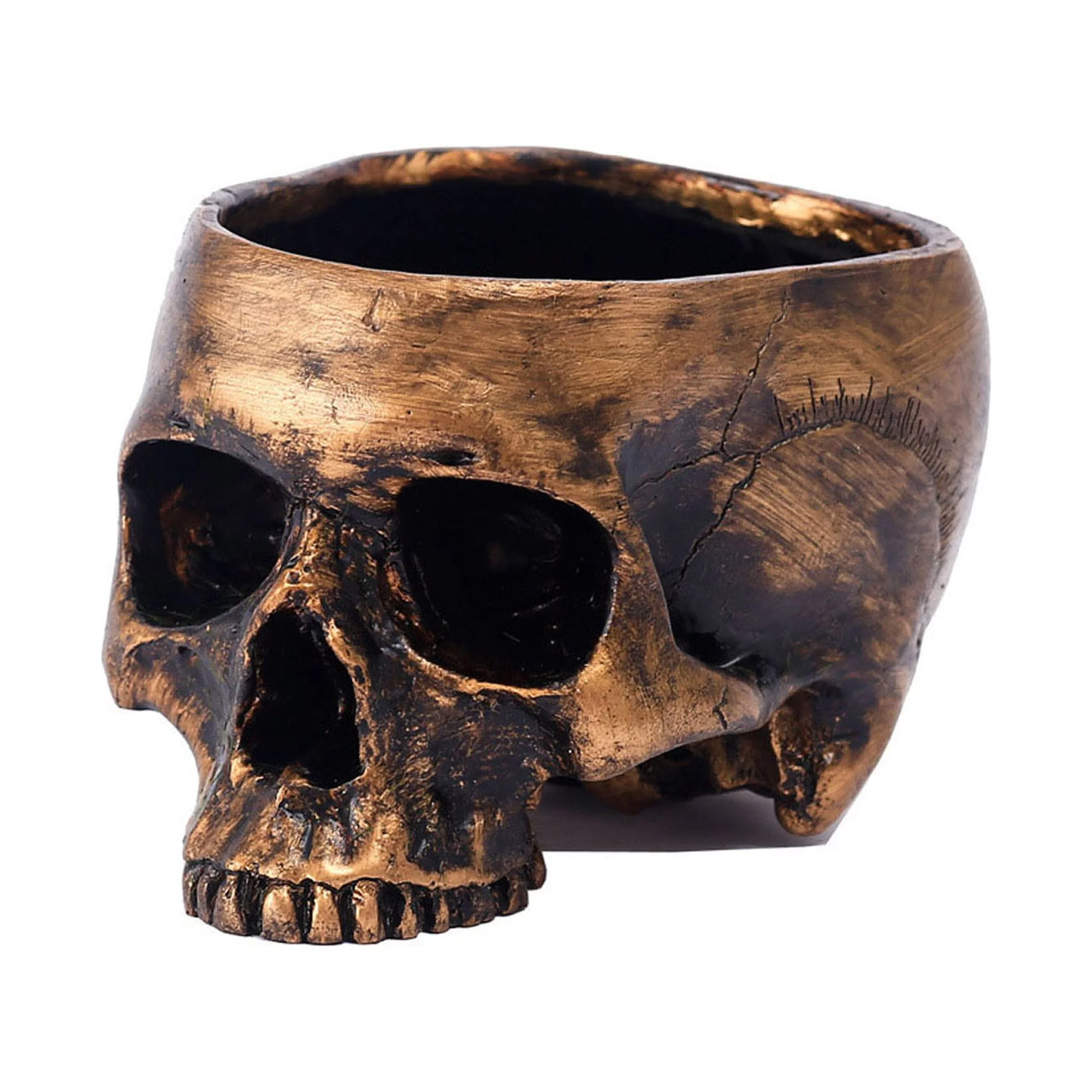 Halloween Skull, Resin Scary Skull Heads Decor Storage Organizer Flower Pot Desktop Ornament