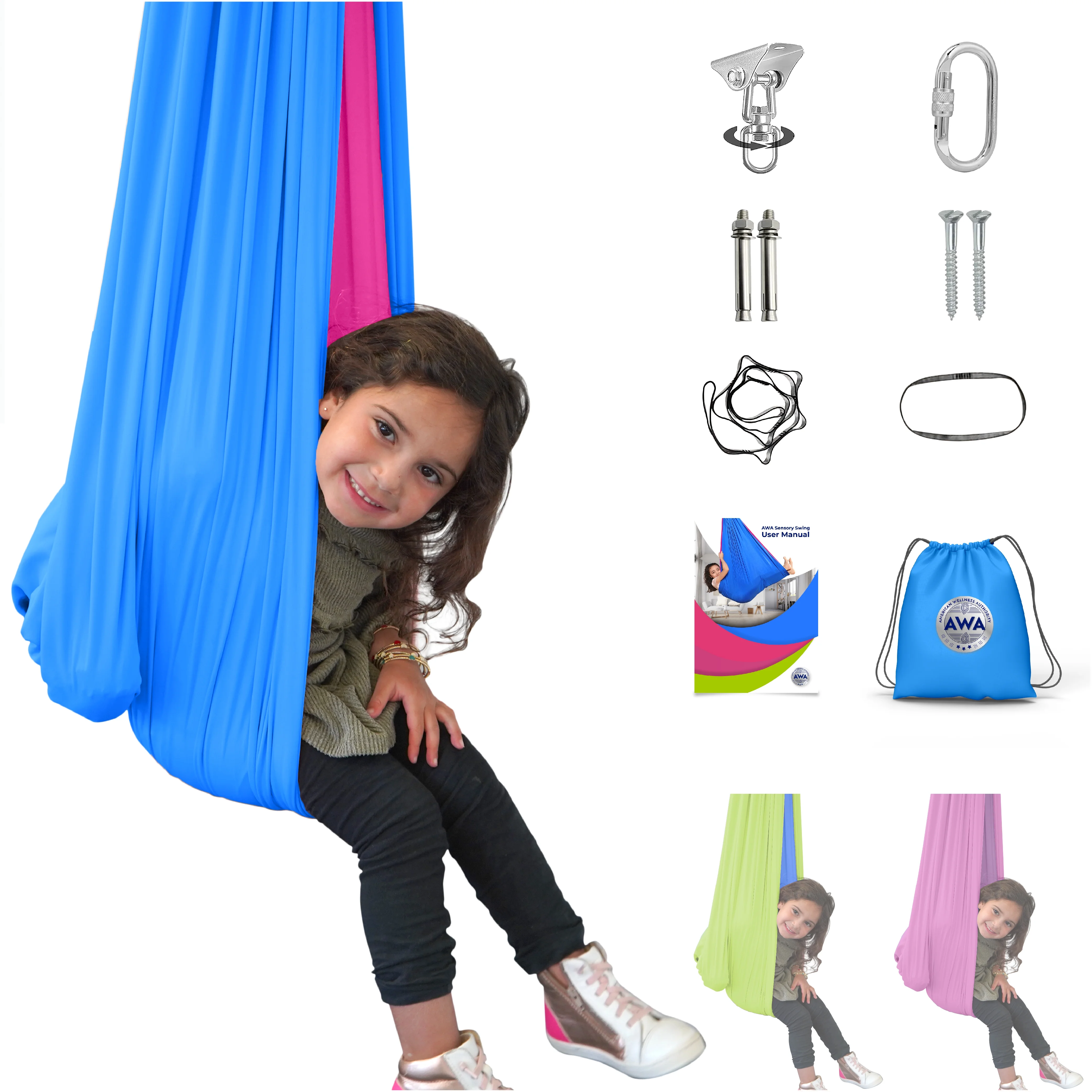 American Wellness Authority Sensory Swing Indoor for Kids & Adults with Special Needs Indoor Swing for Kids & Adults with Autism, ADHD, and Sensory Processing Challenges (Includes Hardware)