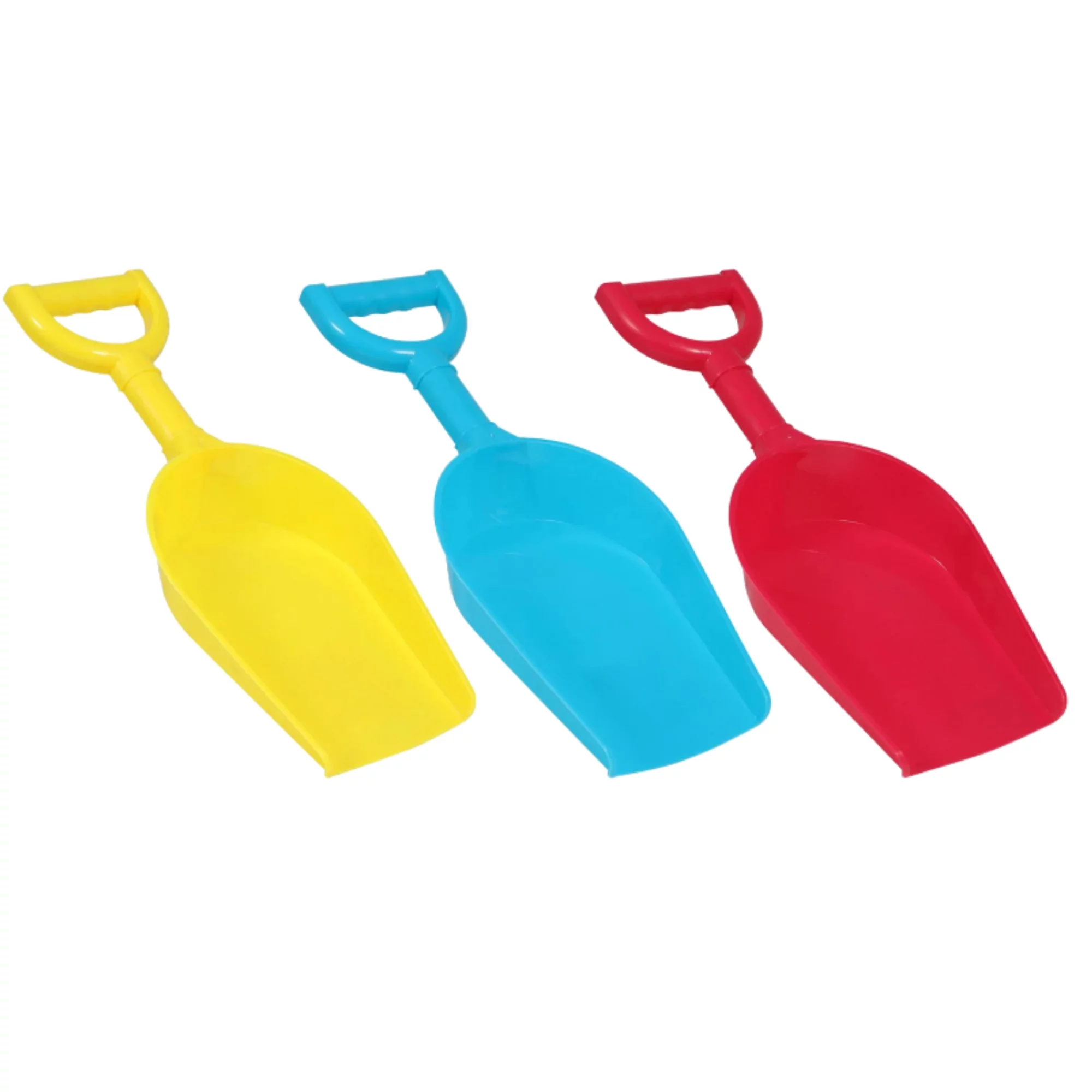 3Pcs Beach Shovel with Easy Grip Handles 16in Brighty Color Durable Plastic Beach Backyard Toys for Kids Girls Boys Outdoor Digging Sandbox Sand Fun Summer Activities Birthday Party Favors & Gifts