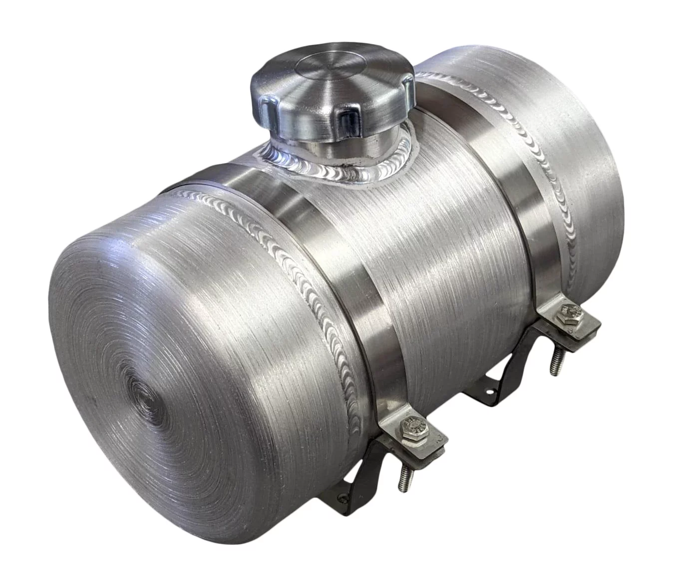 6x13 Center Fill Round Spun Aluminum Gas Tank - 1.3 Gallon - Kart Racing, Golf Kart, Mini Bike, Riding Mower