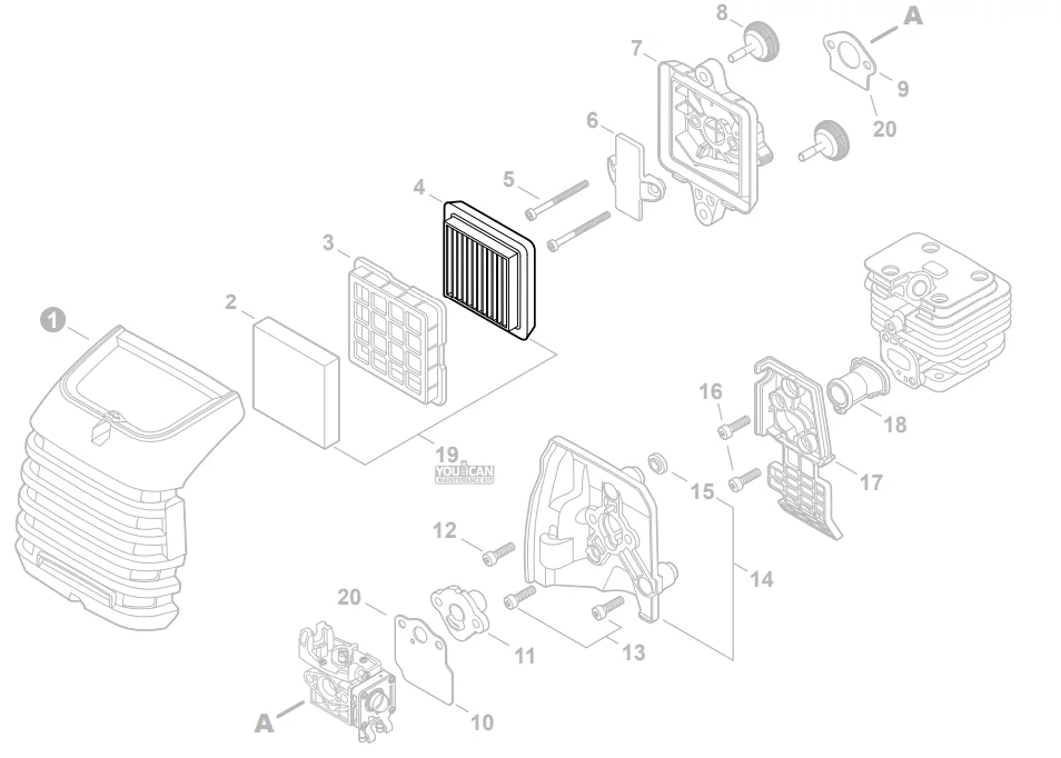 Echo 6 Pack Genuine OEM Air Filters for SRM-2620 String Trimmer - A226002030-6PK