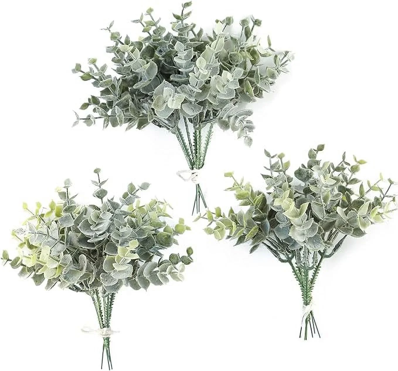 Floroom Artificial Flocked Eucalyptus Stems Faux Greenery Spray, 18pcs Best Filler Fake Plants for DIY Wedding Bouquet Centerpieces Arrangement