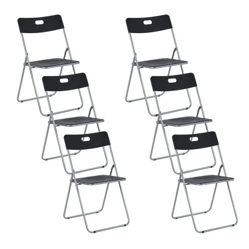 LEIYEHOOM 6Pcs Plastic Folding Chairs Comfortable Event Chairs Modern Party Chairs Lightweight  Foldable Chair for Home Office Outdoor Indoor  Black