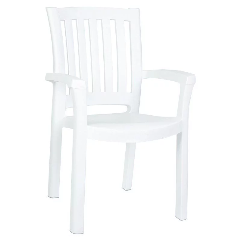 Pemberly Row Transitional Resin Patio Dining Arm Chair in White