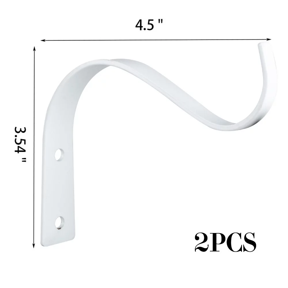 2pcs Metal Hanging Basket Brackets Outdoor Garden Plant Hanger Hook Wall Decor