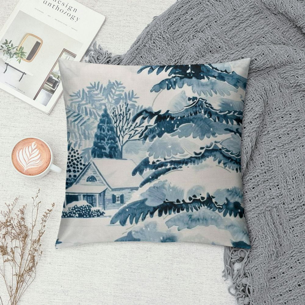 Akjvoe Throw Pillow Covers Christmas Pattern Spruce Branches Holiday Background in Watercolor for Living Room Decorative Pillow Covers White