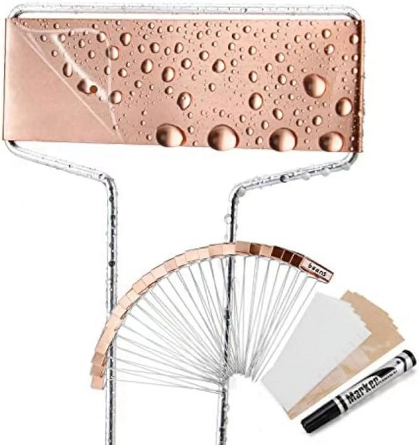 Wanapure 25PCS Copper Metal Plant Tags Plant Labels with 50Pcs Labels, Rainproof PET Film & Permanent Pen, 10