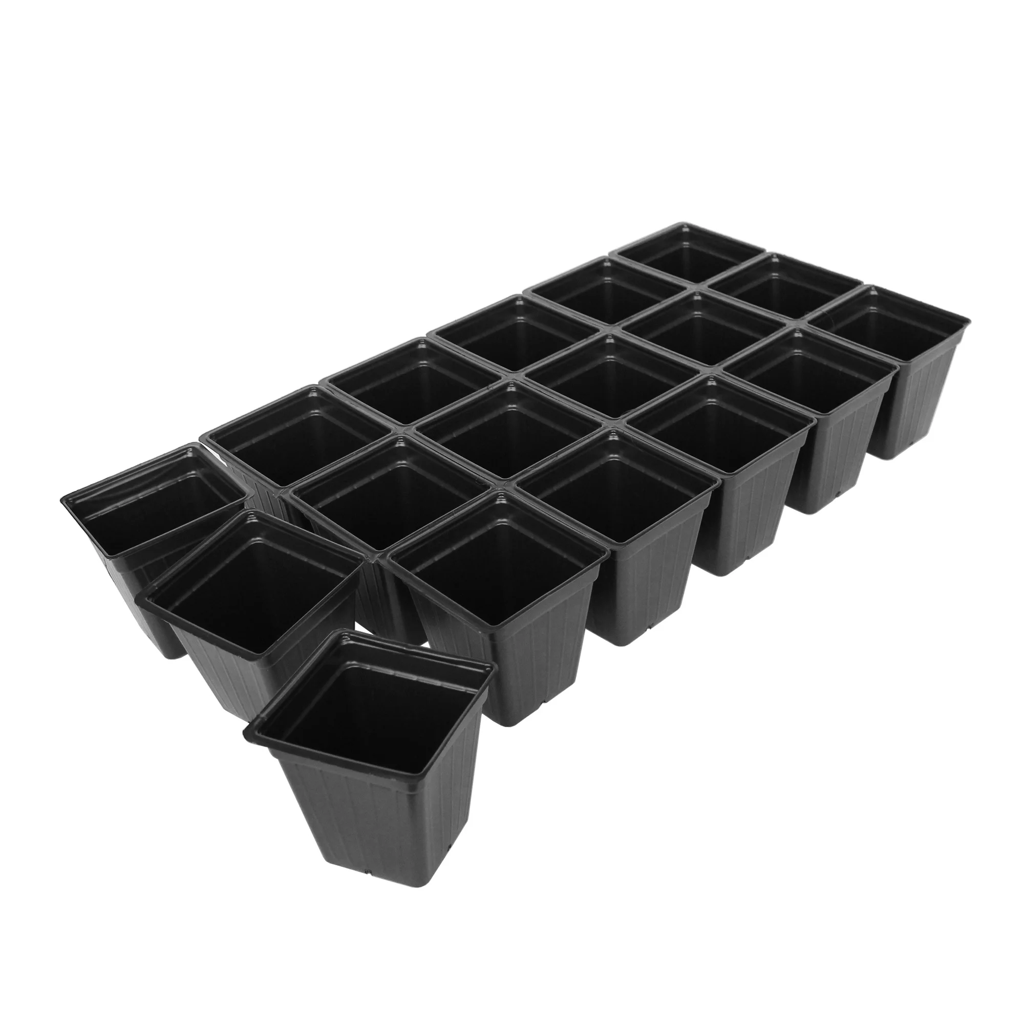 Black Plastic Garden Tray Inserts - 5 Sheets of 18 Planting Pot Cells Each - 3x6 Configuration - Perforated - Each Cell 3.5 In. Deep - 3.5 In. Square at Lip - Nursery, Greenhouse, Gardening