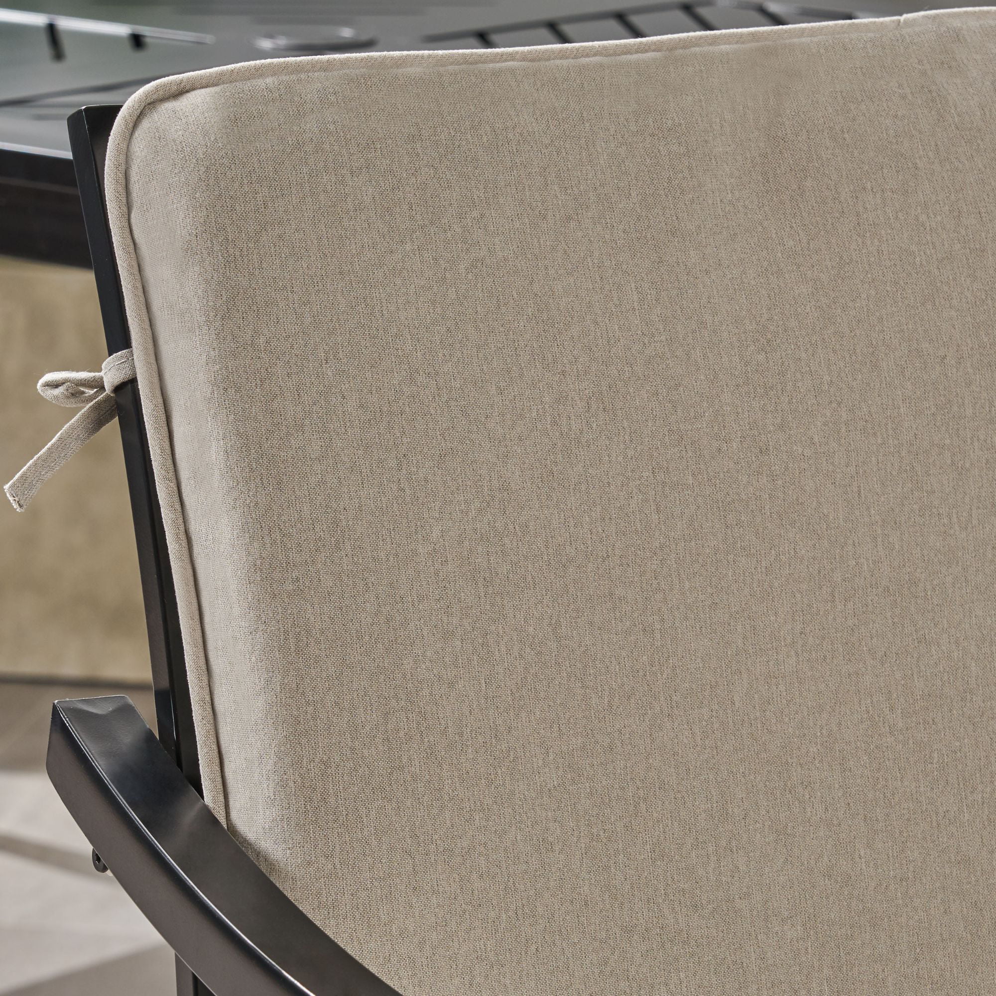 Noble House San Diego Patio Dining Arm Chair in Black and Beige (Set of 2)