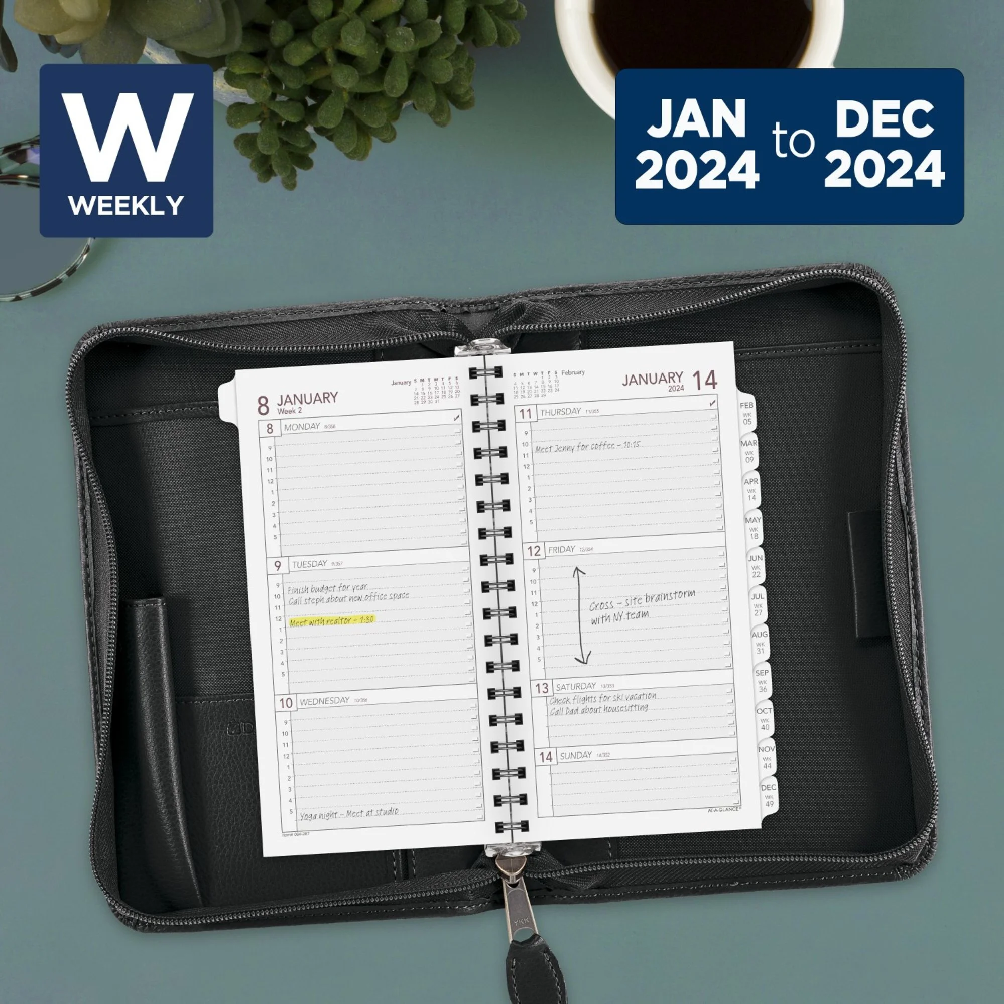 AT-A-GLANCE 2024 Weekly Planner Refill Wirebound Pocket 3 14 x 6 12 - Refillable