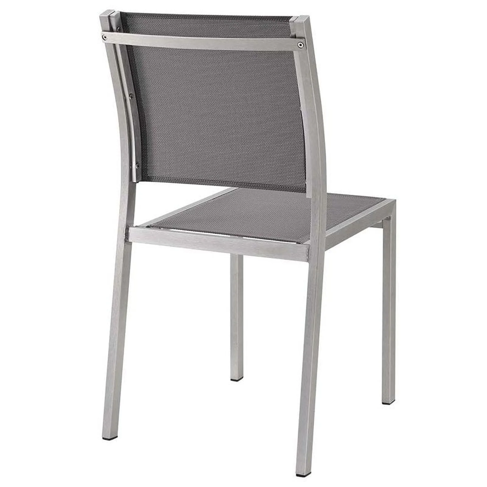 Afuera Living Modern Aluminum Patio Dining Side Chair in Silver