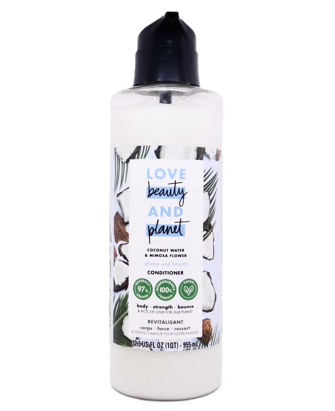 Love Beauty and Planet Silicone-Free Conditioner Volumizing Conditioner for Fine Hair Coconut Water and Mimosa Flower Refill Bottle for use with Reusable Aluminum Bottle 32 oz