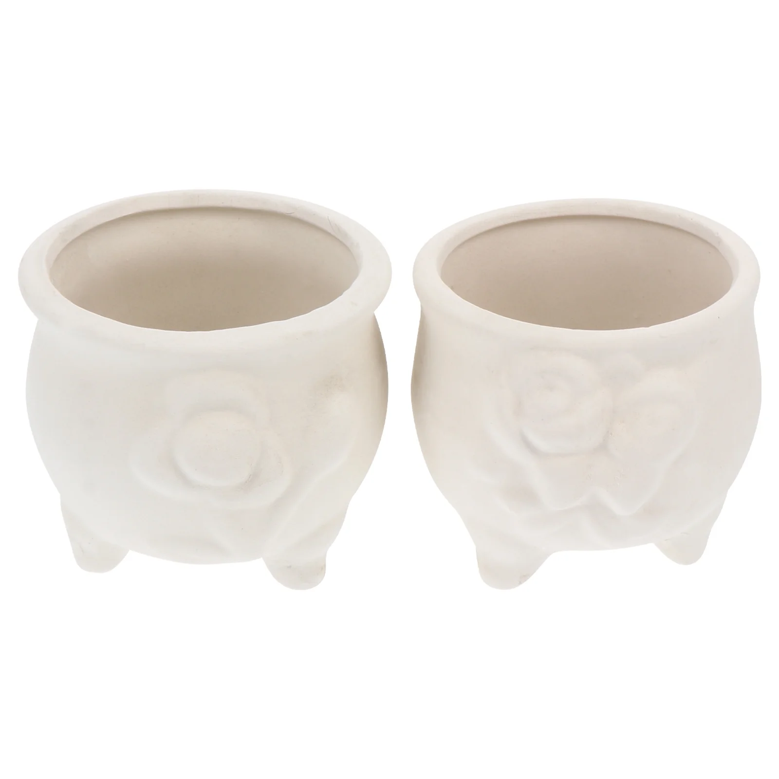 2Pcs DIY Ceramic Flowerpots Paintable Pots Graffiti Garden Planters Kid Toys