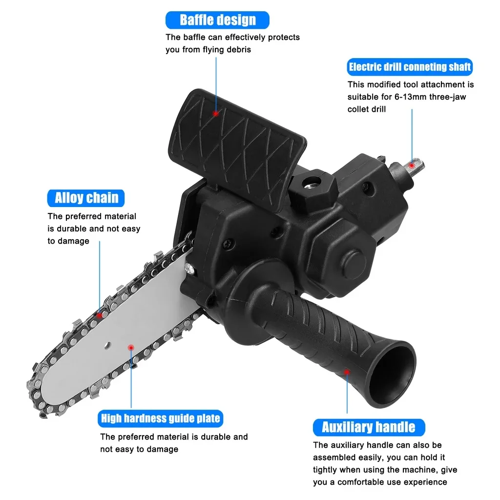 Portable Conversion Kits Drill Modified To Chainsaw adapter Tool 4/6 Inch Woodworking Pruning