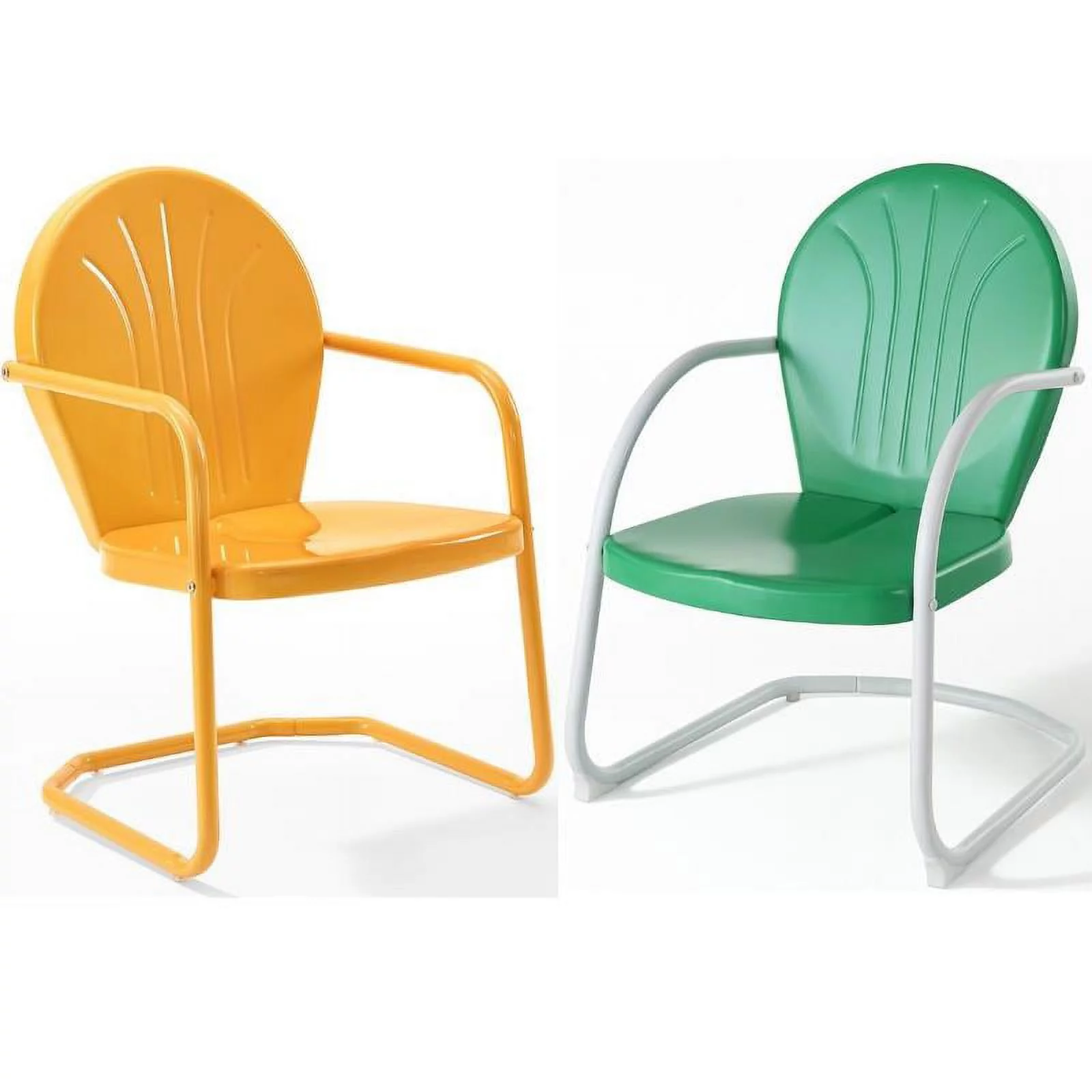 Home Square 2 Piece Metal Patio Chair Set in Tangerine and Grasshopper Green