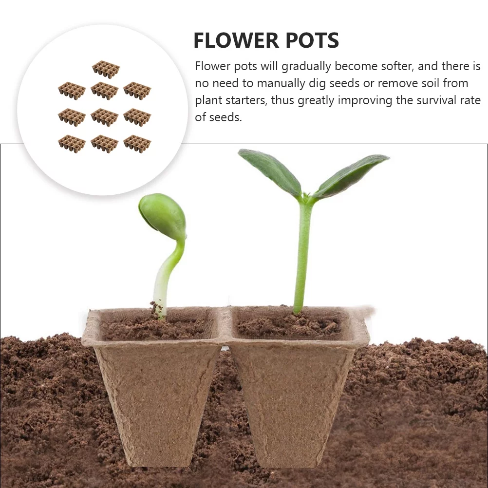Guichaokj 10pcs 12-Hole Growing Tray Paper Pot Plant Herb Nursery Cup