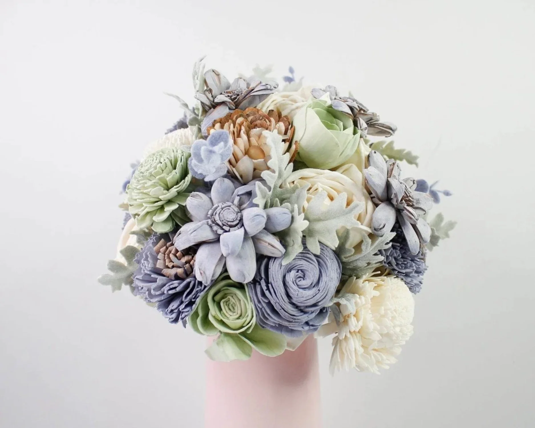 Raw Sola Wood Flowers - Centerpiece/Vase/Pot/Bouquet Fillers - -Faux Eucalyptus Spray (Purple)