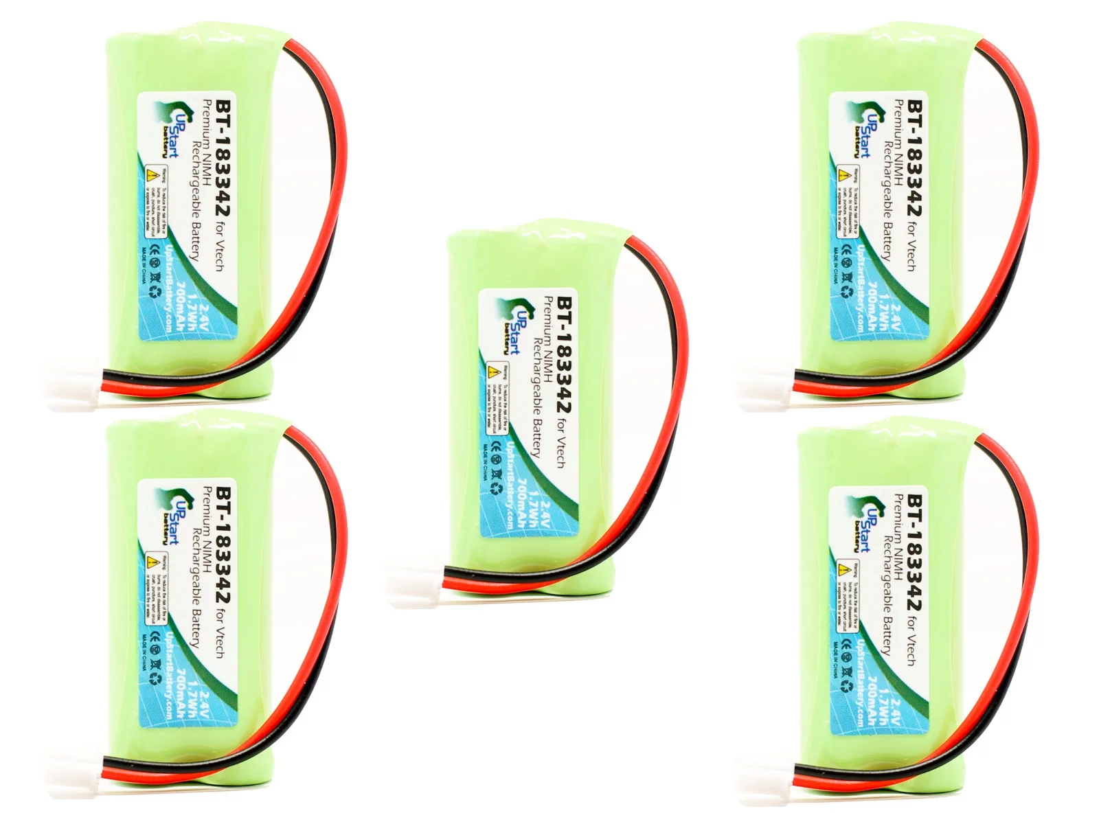 5x Pack - UpStart Battery VTech LS6475-3 Battery - Replacement for VTech Cordless Phone Battery (700mAh, 2.4V, NI-MH)
