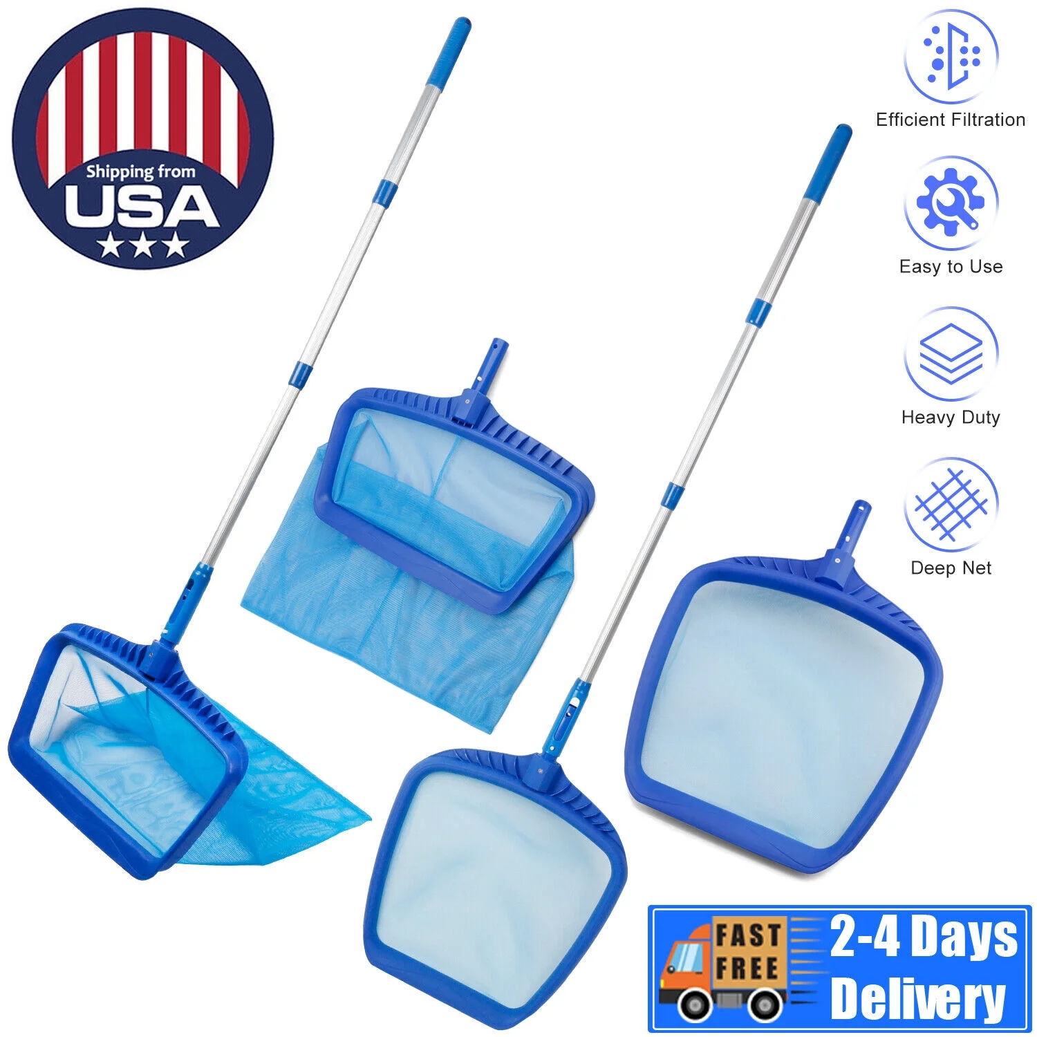Garden Swimming Pool Cleaning Net Leaf Skimmer Rake Fine Mesh Hot Tub Spa Pond