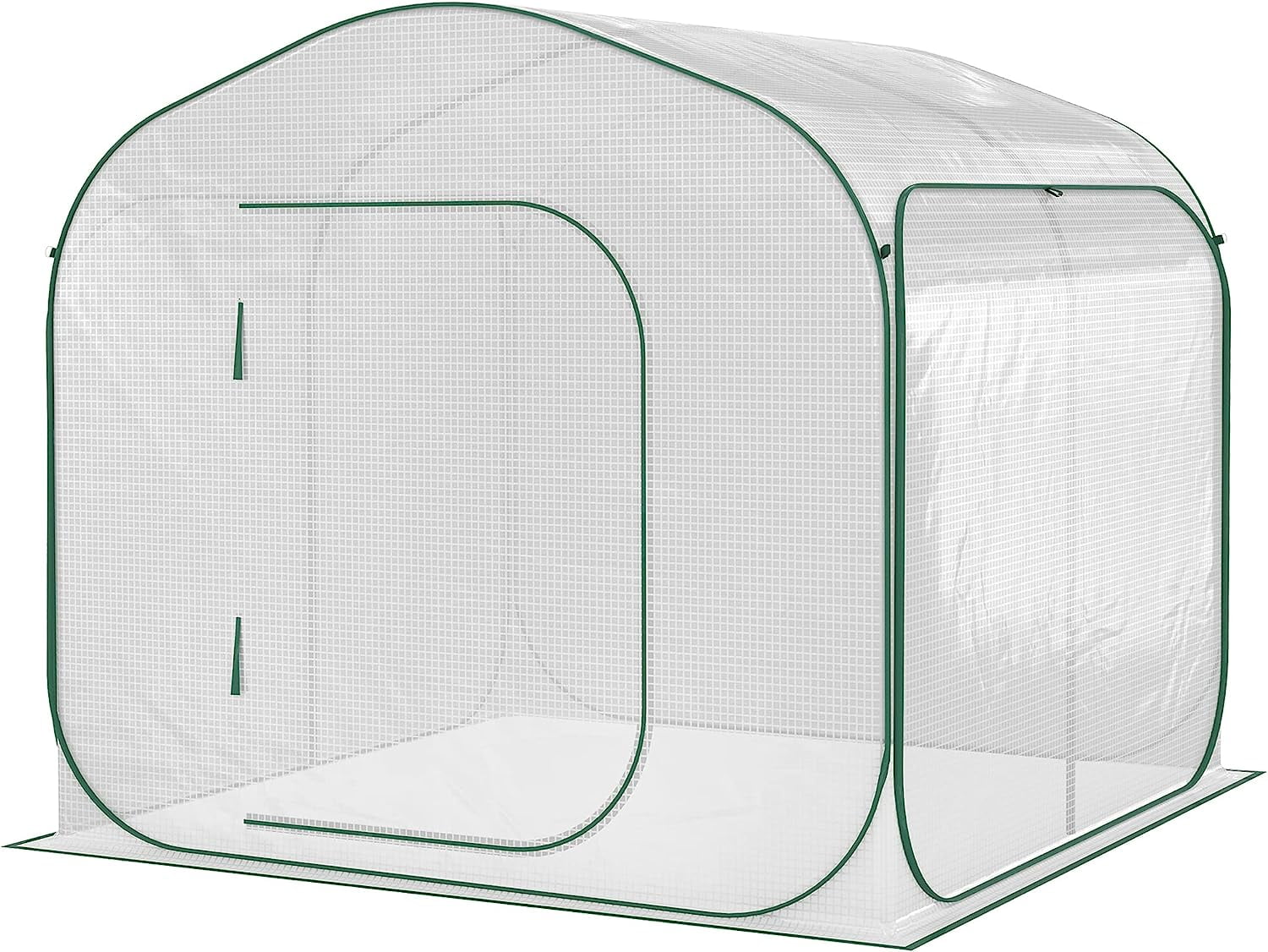 7' x 7' x 6' Portable Pop Up Greenhouse with Carrying Bag, Outdoor Walk-in Garden Canopy for Growing Flowers, Herbs, Vegetables (White)