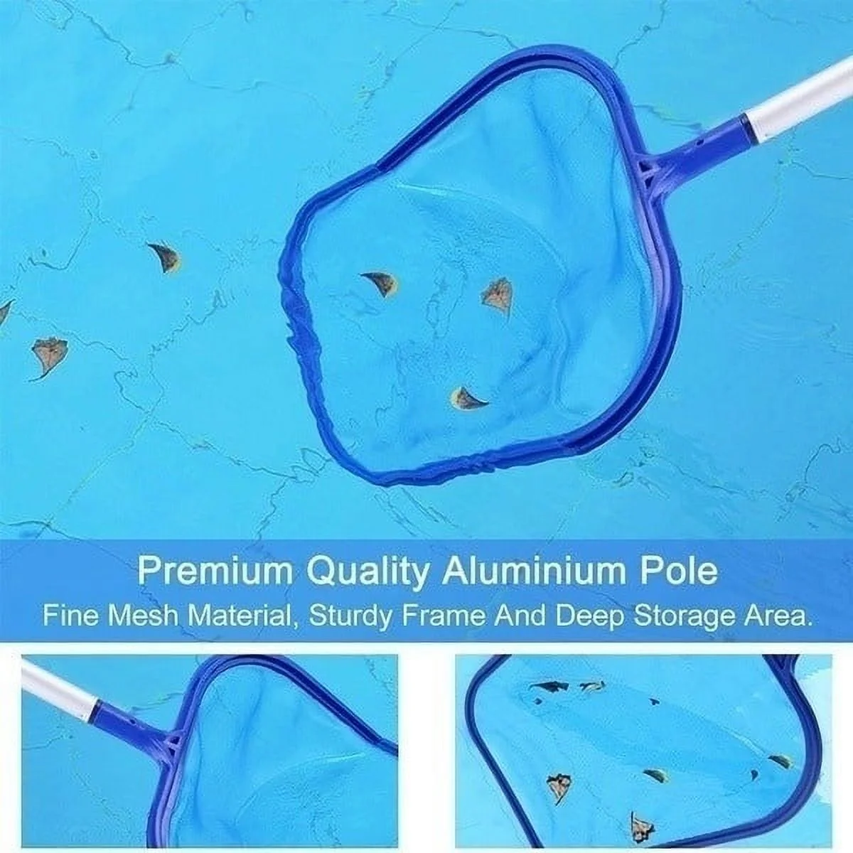 Everso Swimming Pool Pond Fountain Vacuum Cleaner Leaf Skimmer Mesh Set Cleaning Tool