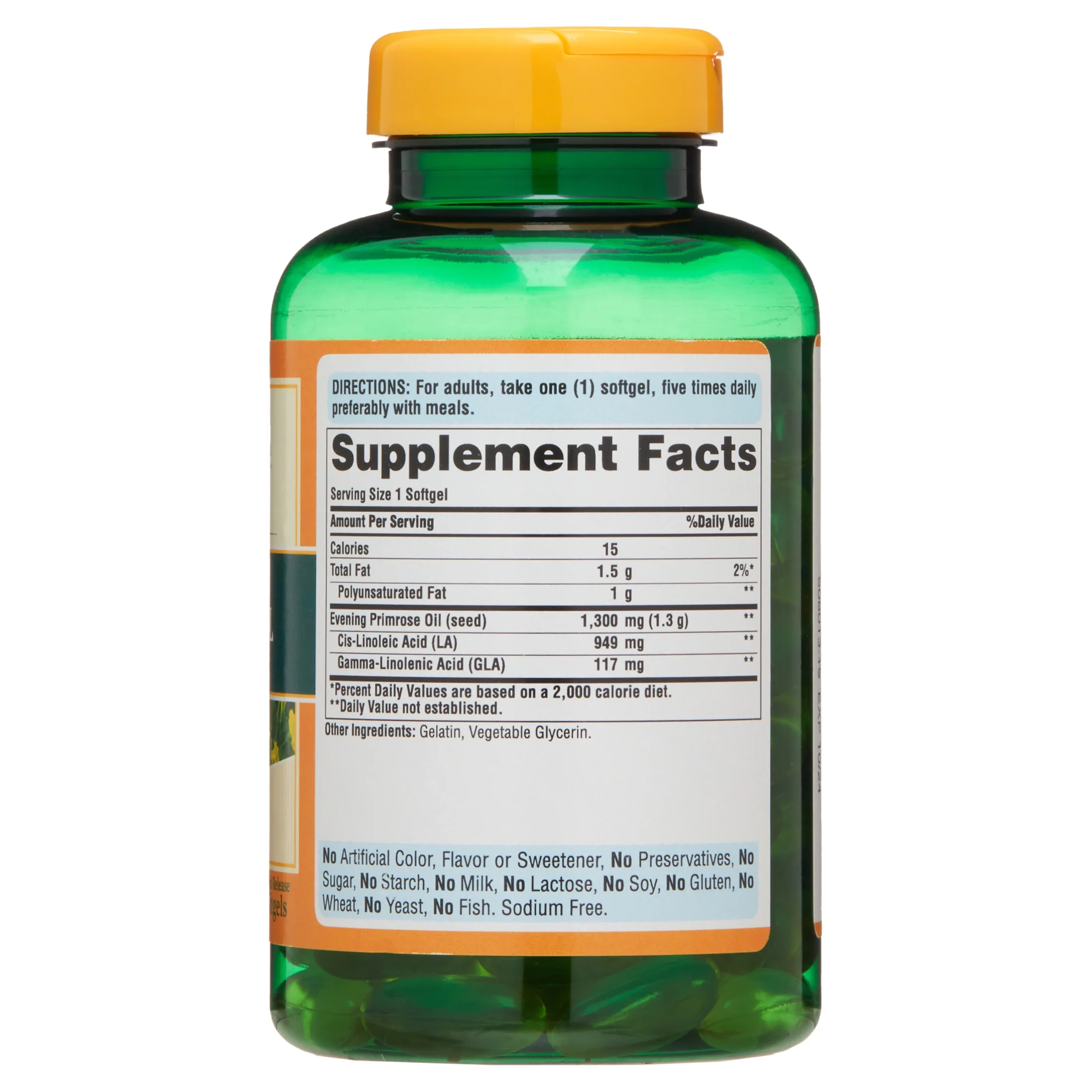 Puritan's Pride Evening Primrose Oil 1300 mg with GLA-120 Softgels