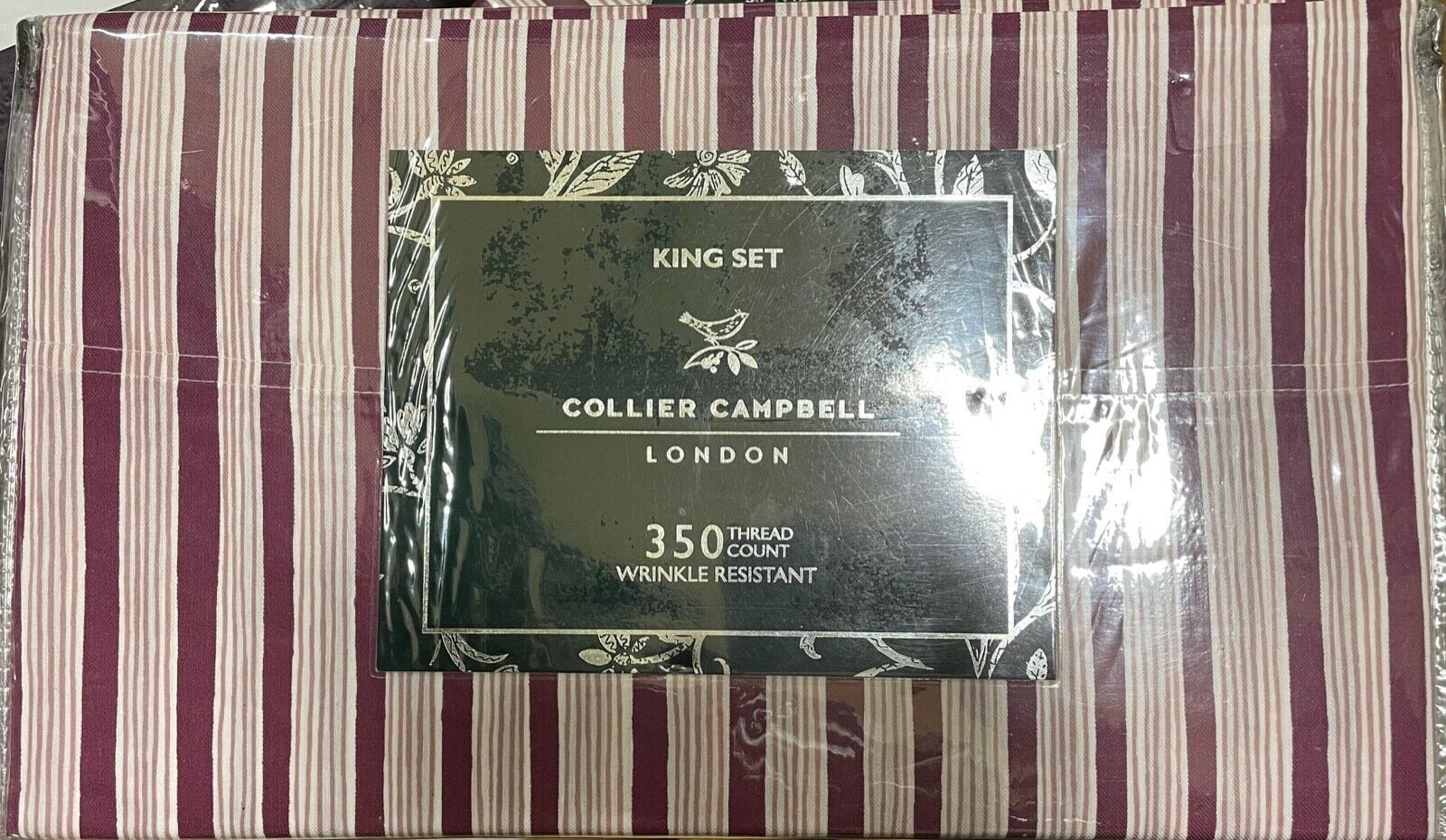 Collier Campbell London 350TC Cotton Blend Striped Sheet Set - KING - Damson