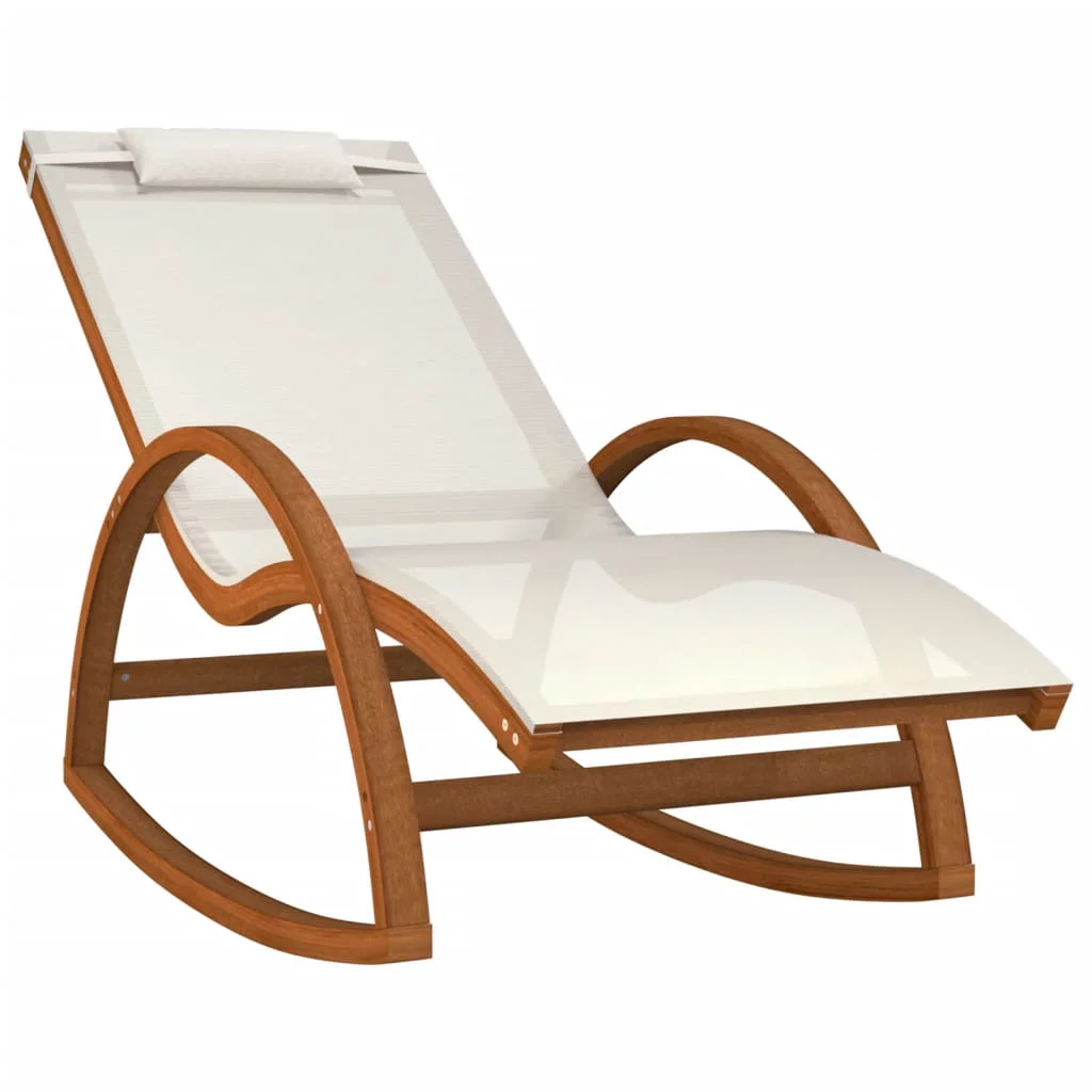 Aibecy Rocking Chair White Textilene and Solid Wood Poplar