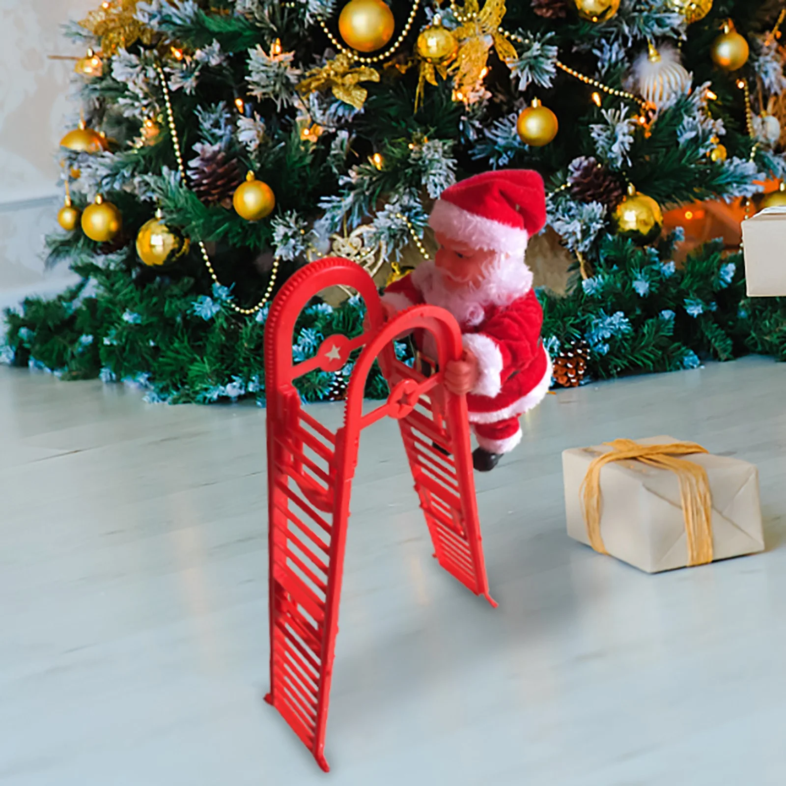 YHAIOGS Electric Climbing Ladder Santa Claus Christmas Climbing Santa Plush Doll TOy