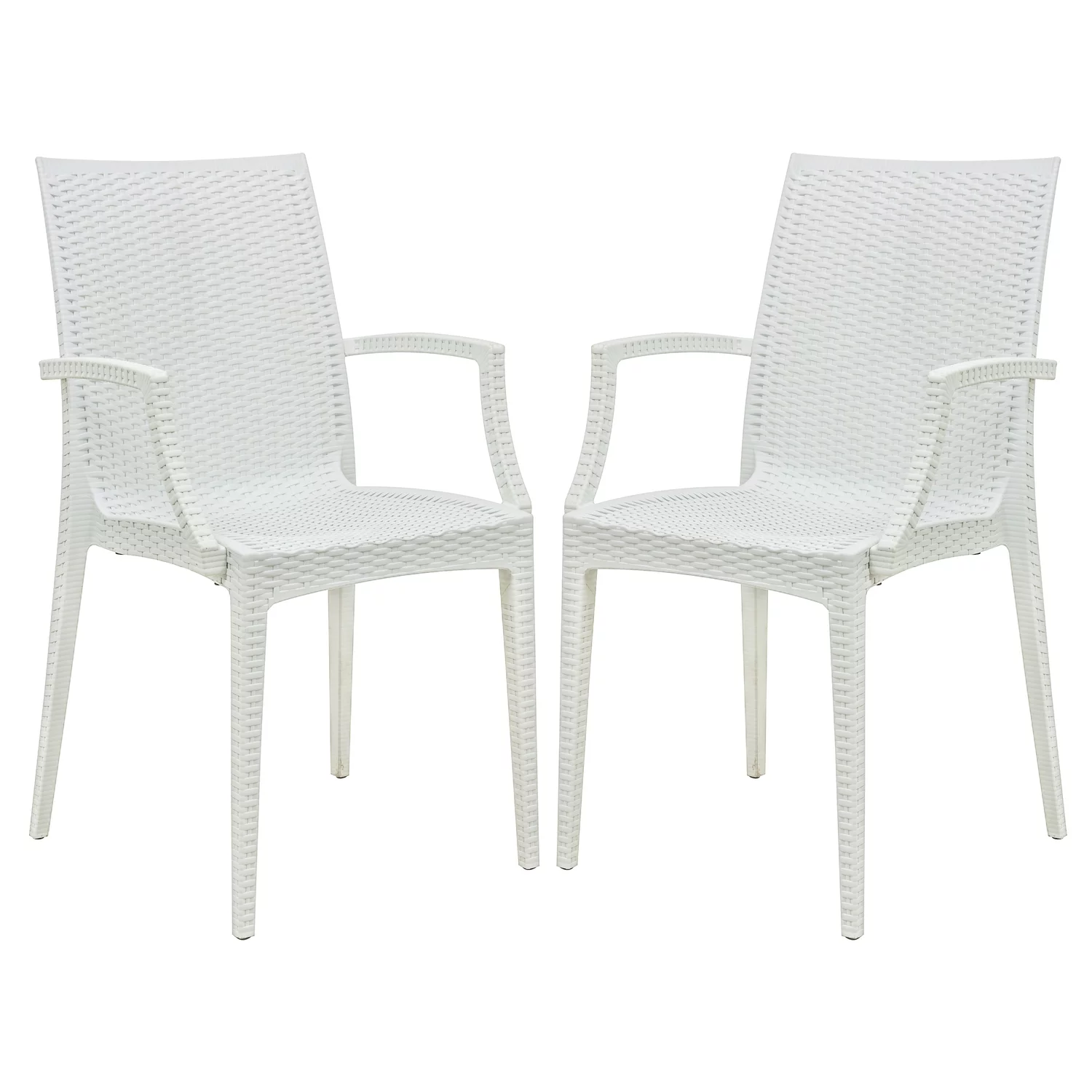 HomeStock Country Cottage Indoor/Outdoor Patio Dining Side Armchair, White, Set of 2