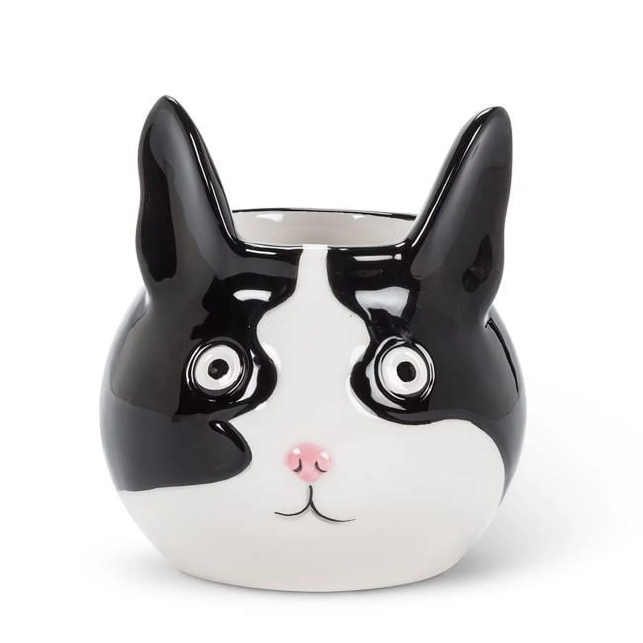 Abbott Collection AB-27-MINIKIN-067-SM 3.8 in. Cat Head Planter, Black & White - Small