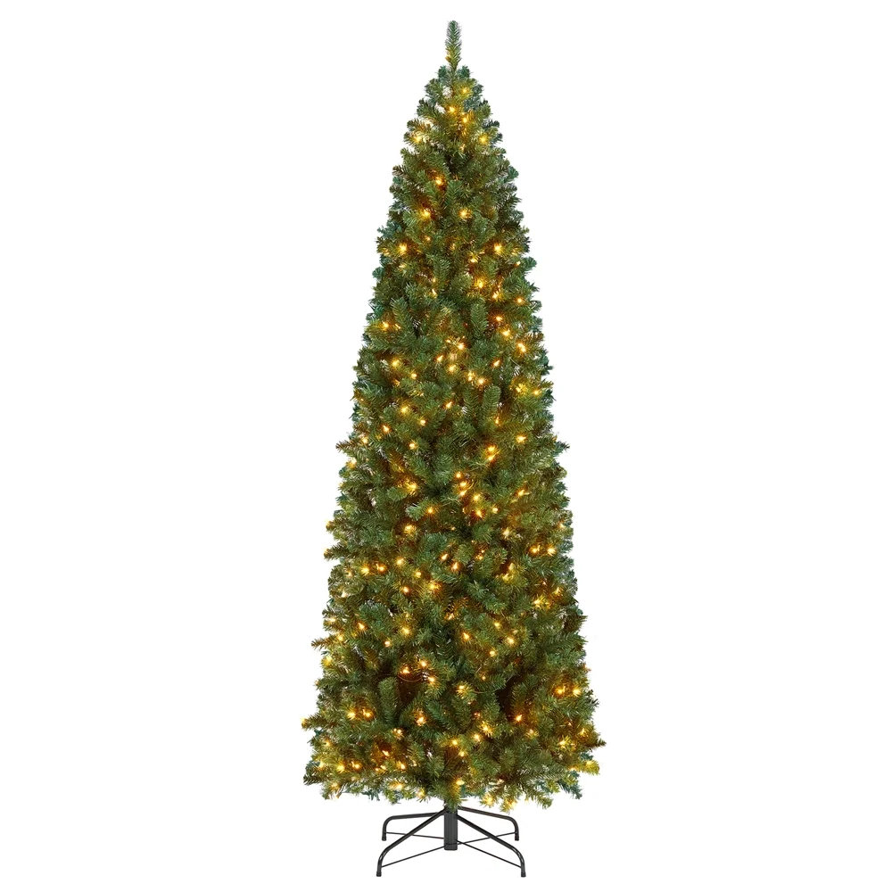 Easyfashion 7.5ft Pre-lit Artificial Christmas Tree with 350 Warm White Lights,Green