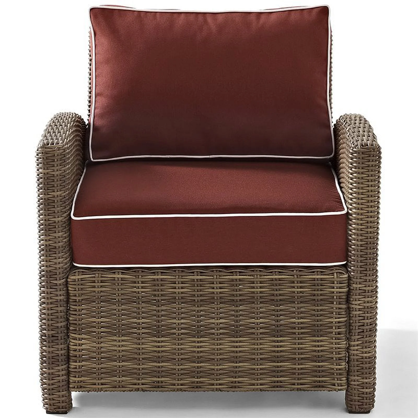 Pemberly Row Wicker Patio Chair in Brown and Sangria
