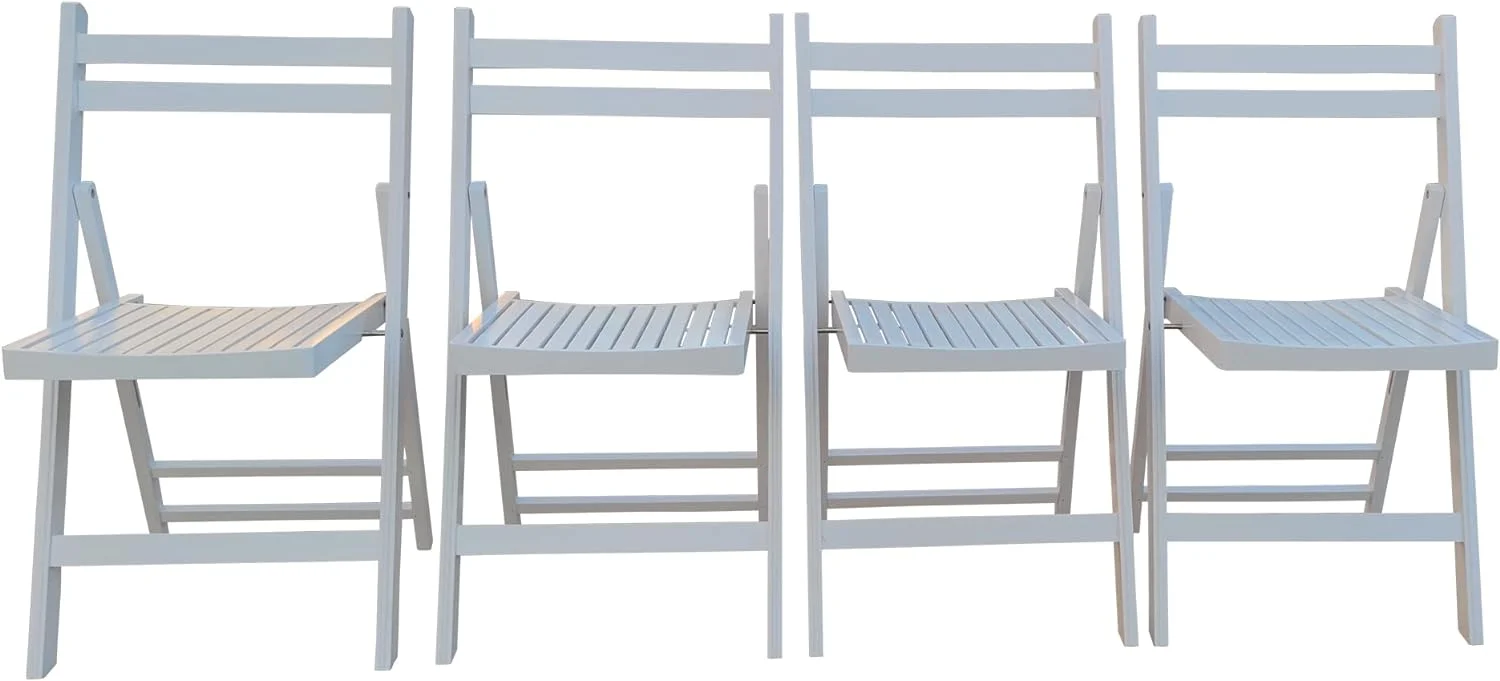 Set of 4 Folding Chair Set, Fully Assembled Slatted Wood Folding Special Event Chair Wedding Chair Wooden Slatted Seat for Outdoor/Indoor