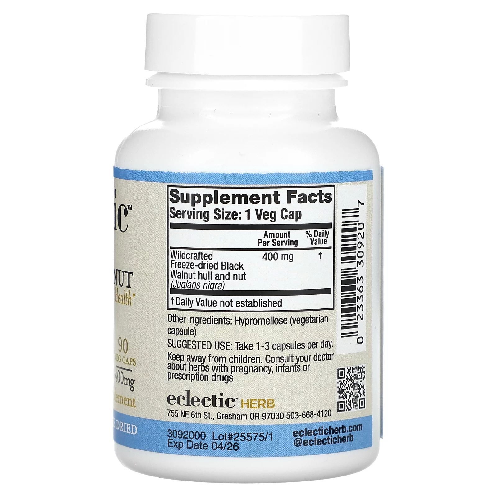 Eclectic Herb Freeze Dried, Black Walnut, 400 mg, 90 Veg Caps