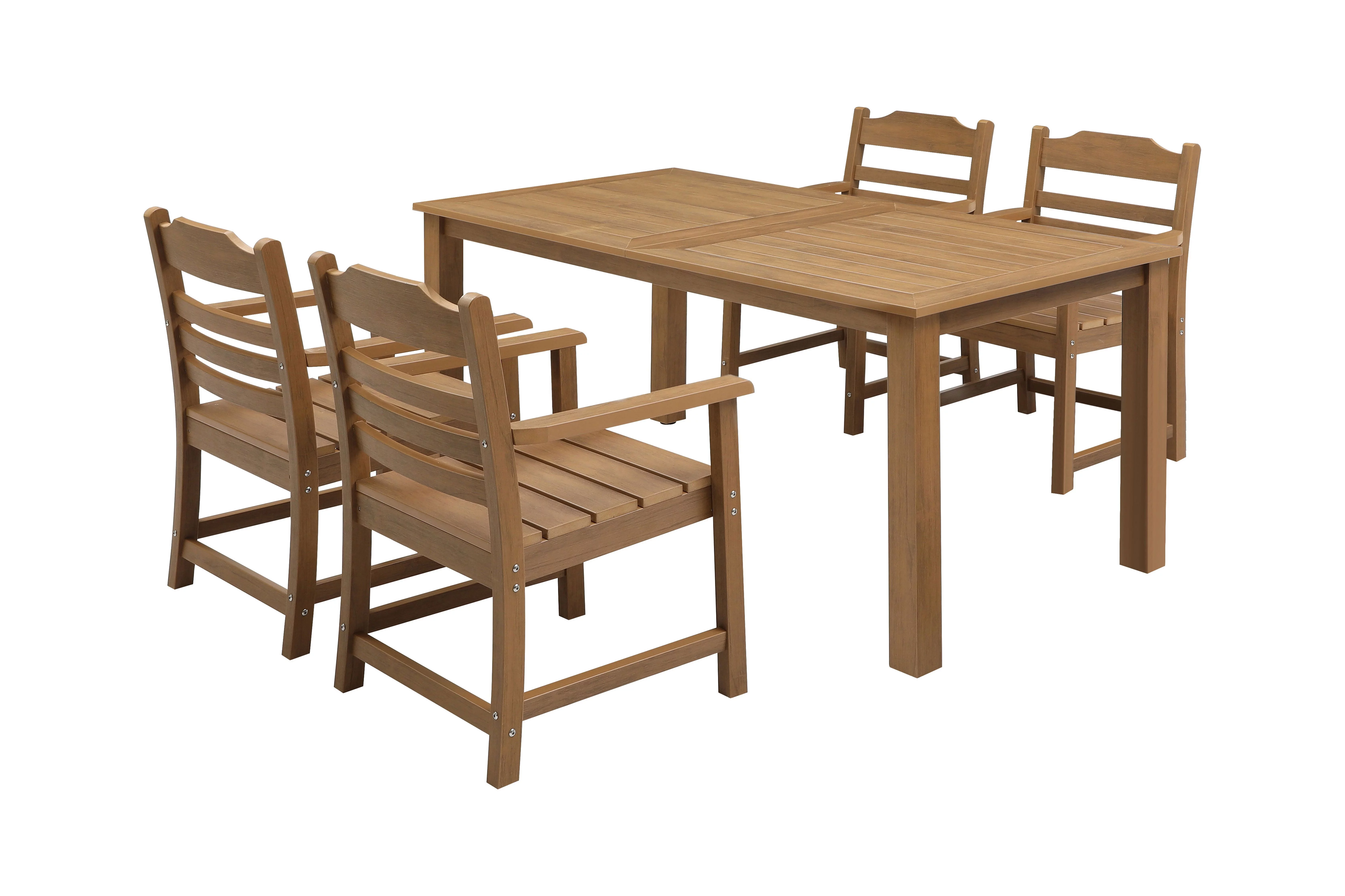 CoSoTower Dining Set, 5 Pieces(4 Dinning chair+ 1 Dining Table), Outdoor/Indoor Use,TEAK