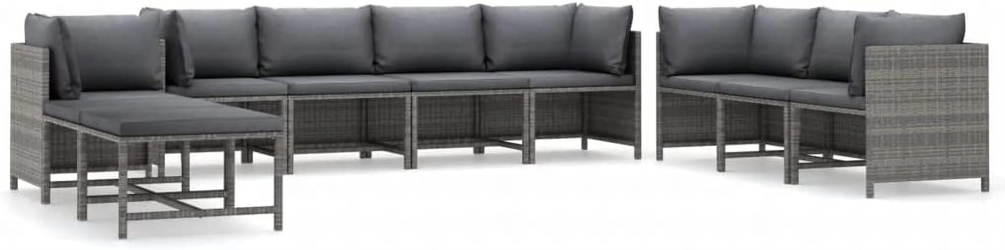 Garden Chairs  Park Chairs  Outdoor Chairs  Front Porch Outdoor Furniture for Parks  lawns  Yards 12 Piece Patio Lounge Set with Cushions Poly Rattan Gray