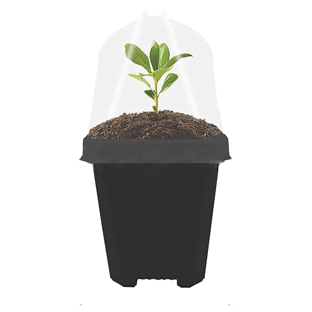 10 Pcs Plant Nursery Pots with Humidity Dome Small Plastic Square Flower Pot