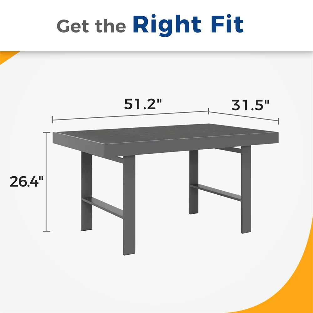 CoSoTower Aluminum Grey Tall High Patio Dining Table Outdoor Coffee Sofa Tables Rectangle