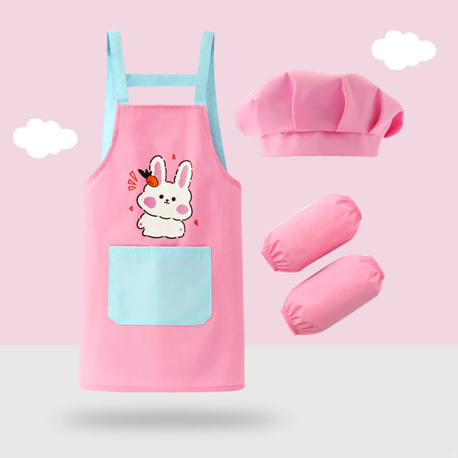 CHICTRY Kids Girls Halloween Artist Costume Painter Dress-Up with Hat Apron Arm Sleeve Cook Cosplay Set Pink 120/L