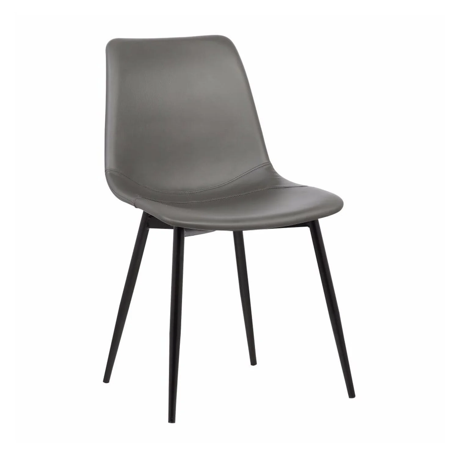 Benjara Leatherette Dining Chair with Bucket Seat and Metal Legs, Gray and Black