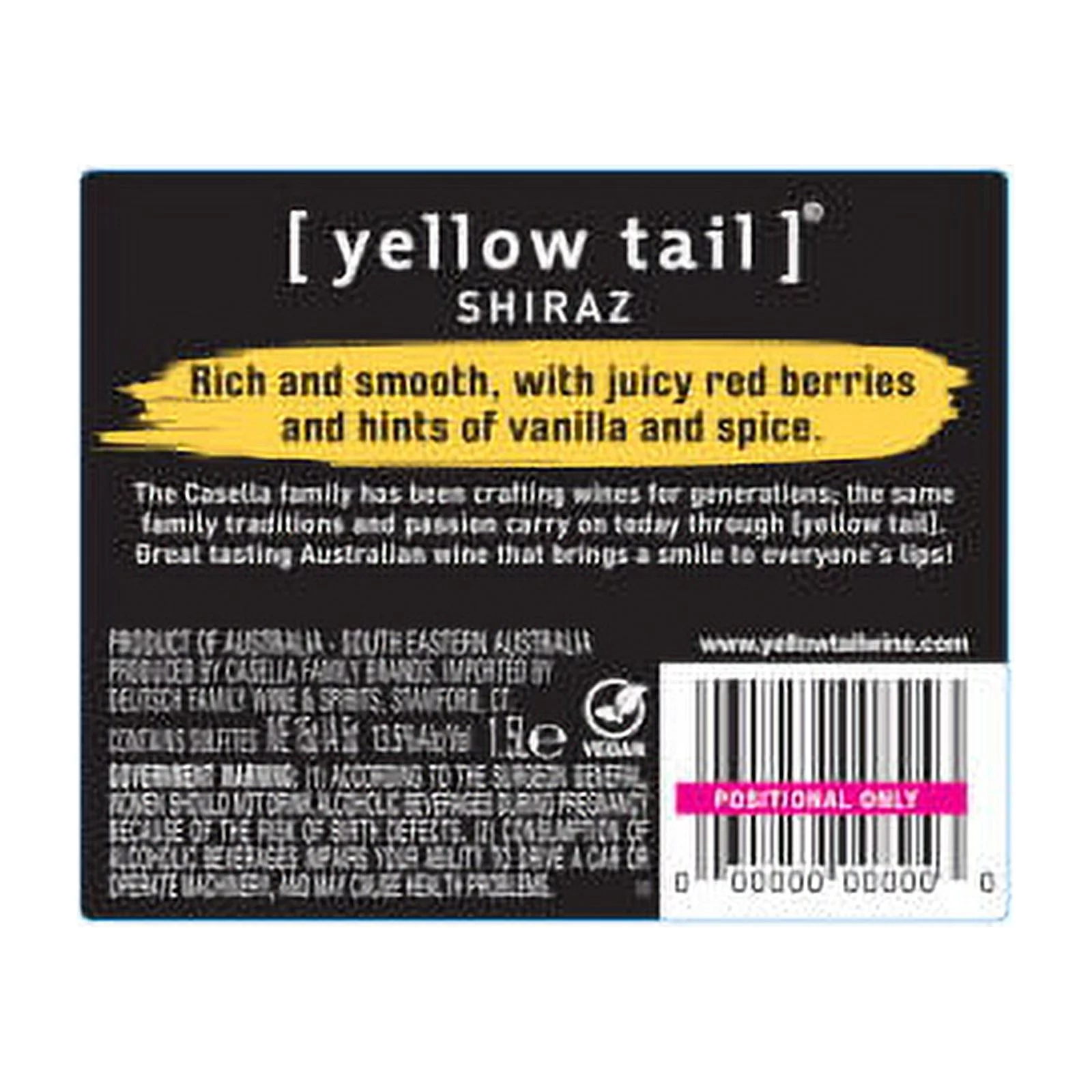 Yellow Tail Shiraz Red Wine Australia, 1.5 L Bottle, 14% ABV